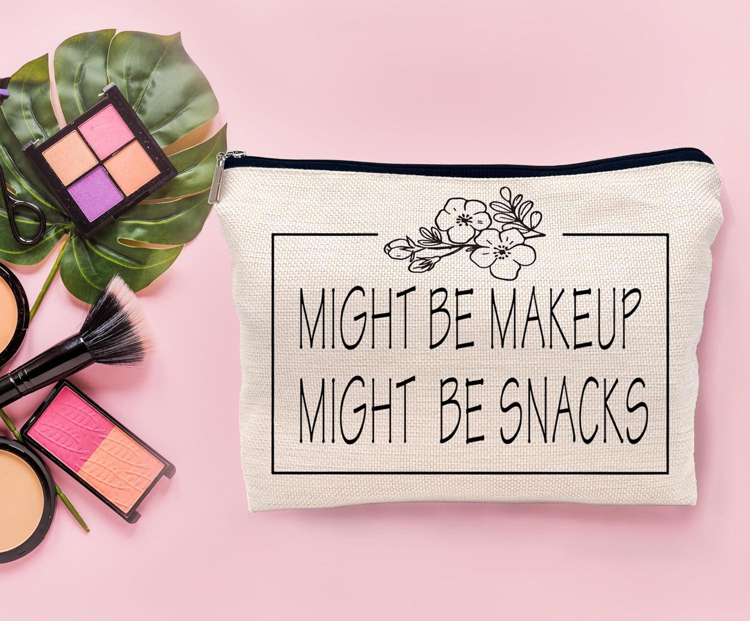 Lacosu Might Be Makeup Might Be Snacks – Bolsa de maquillaje divertida para cosméticos, bolsa con cremallera, bolsa de artículos de tocador, regalos