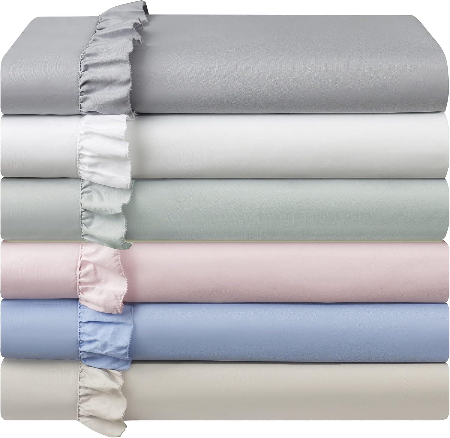 Swift Home Elegante diseño de dobladillo con volantes de 2 pulgadas en sábana encimera y fundas de almohada, resistente a las arrugas, resistente a