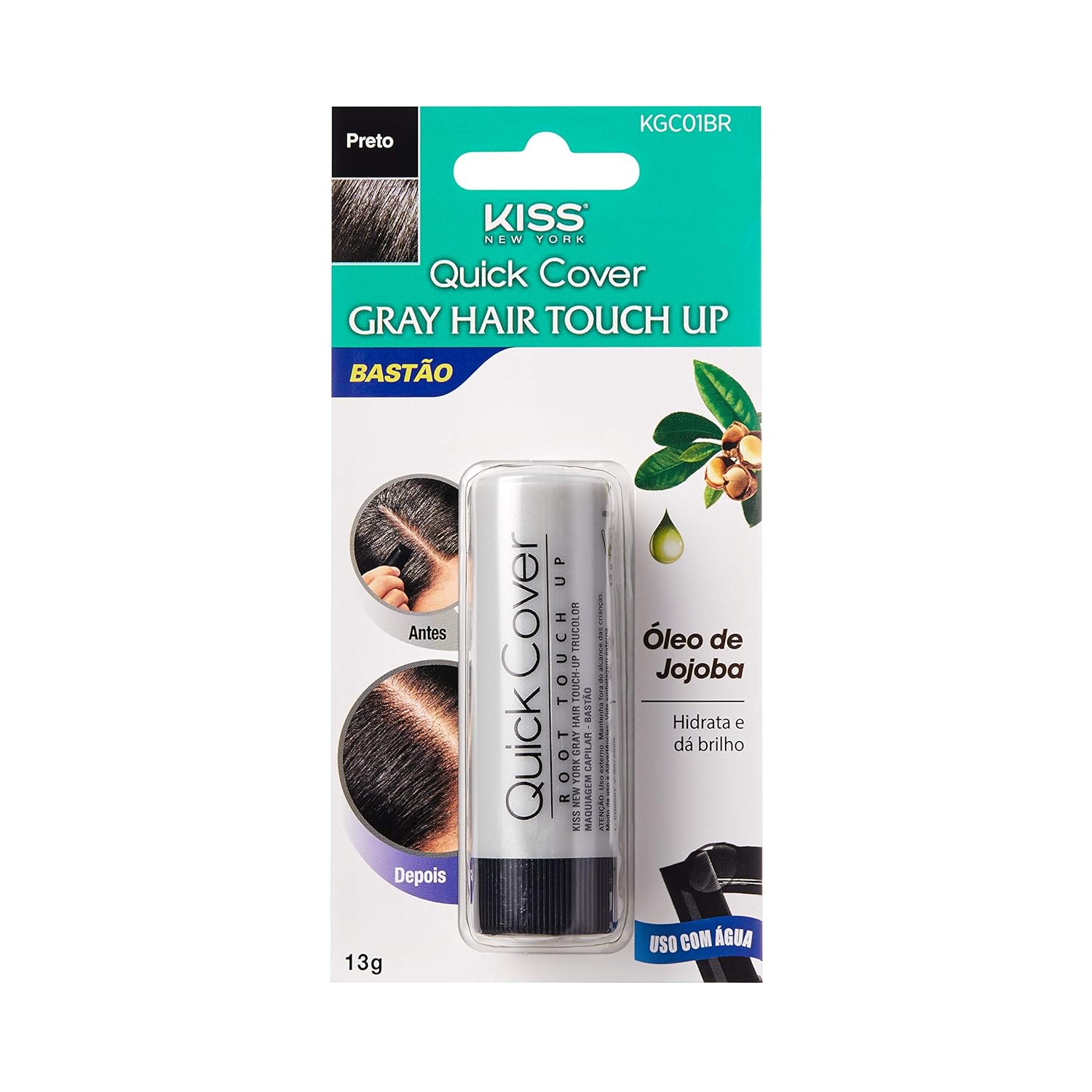 KISS Trucolor KGC01 – Palo de retoque de cabello gris instantáneo negro