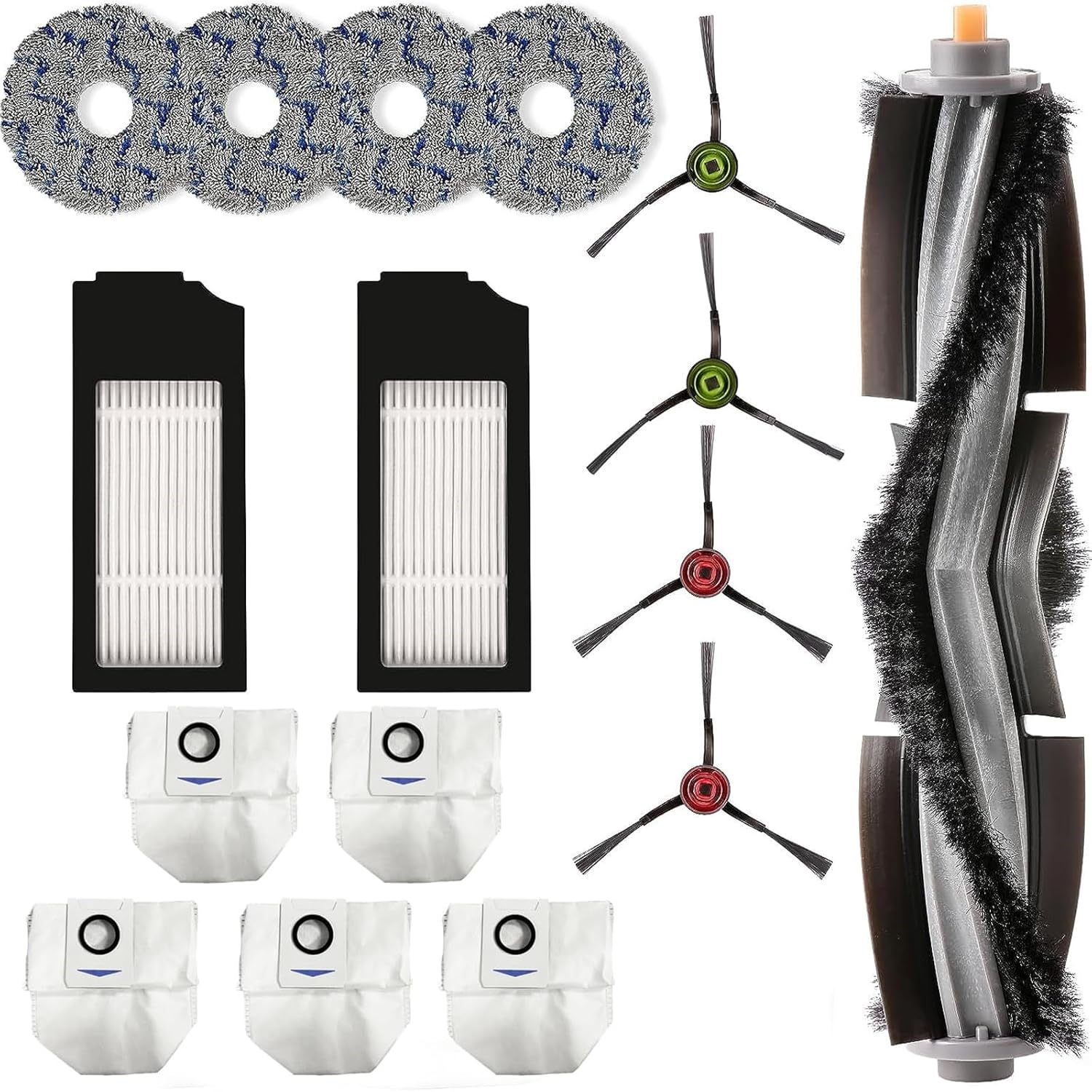 Paquete de 16 piezas de repuesto compatibles con ECOVACS DEEBOTX1 Omni  X1TURBO  X1 Plus T10 Omni Robotic Aspiradora Accesorios, 1 Cepillo de