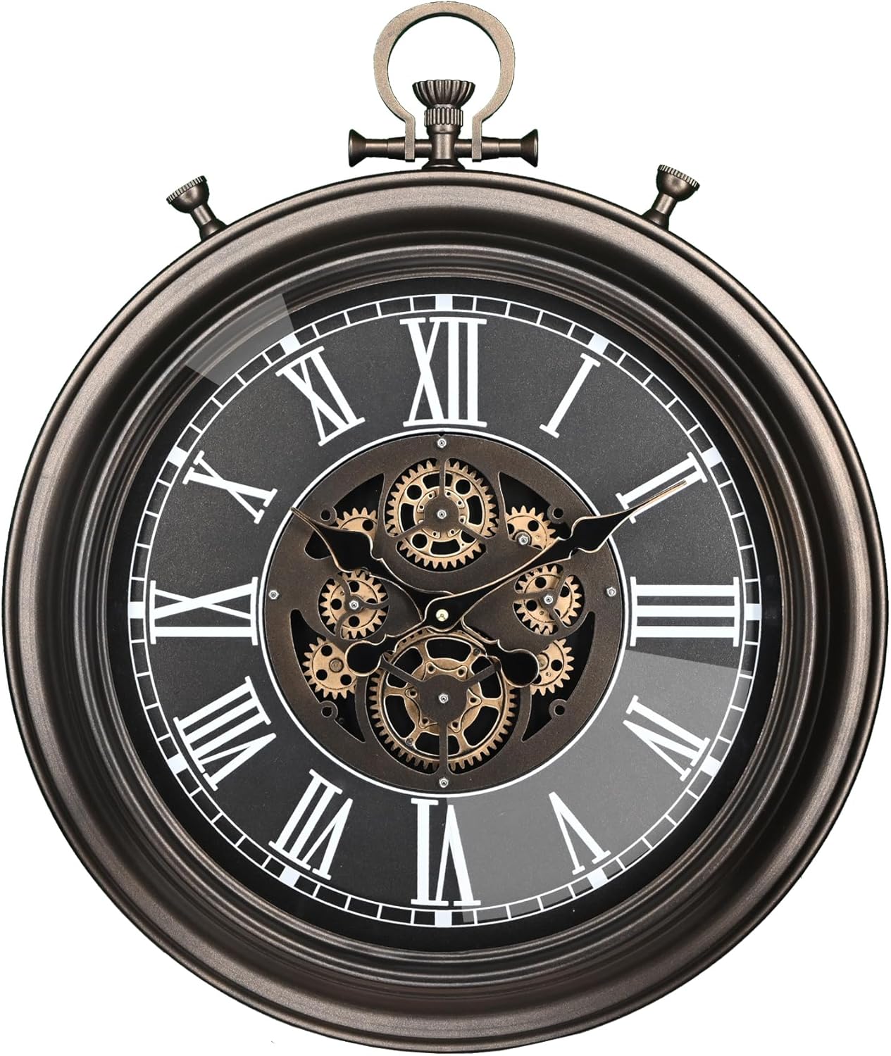 Reloj de pared grande original Moving Gear de 18 x 21 pulgadas reloj de bolsillo industrial vintage steampunk rústico decoración de granja para sala