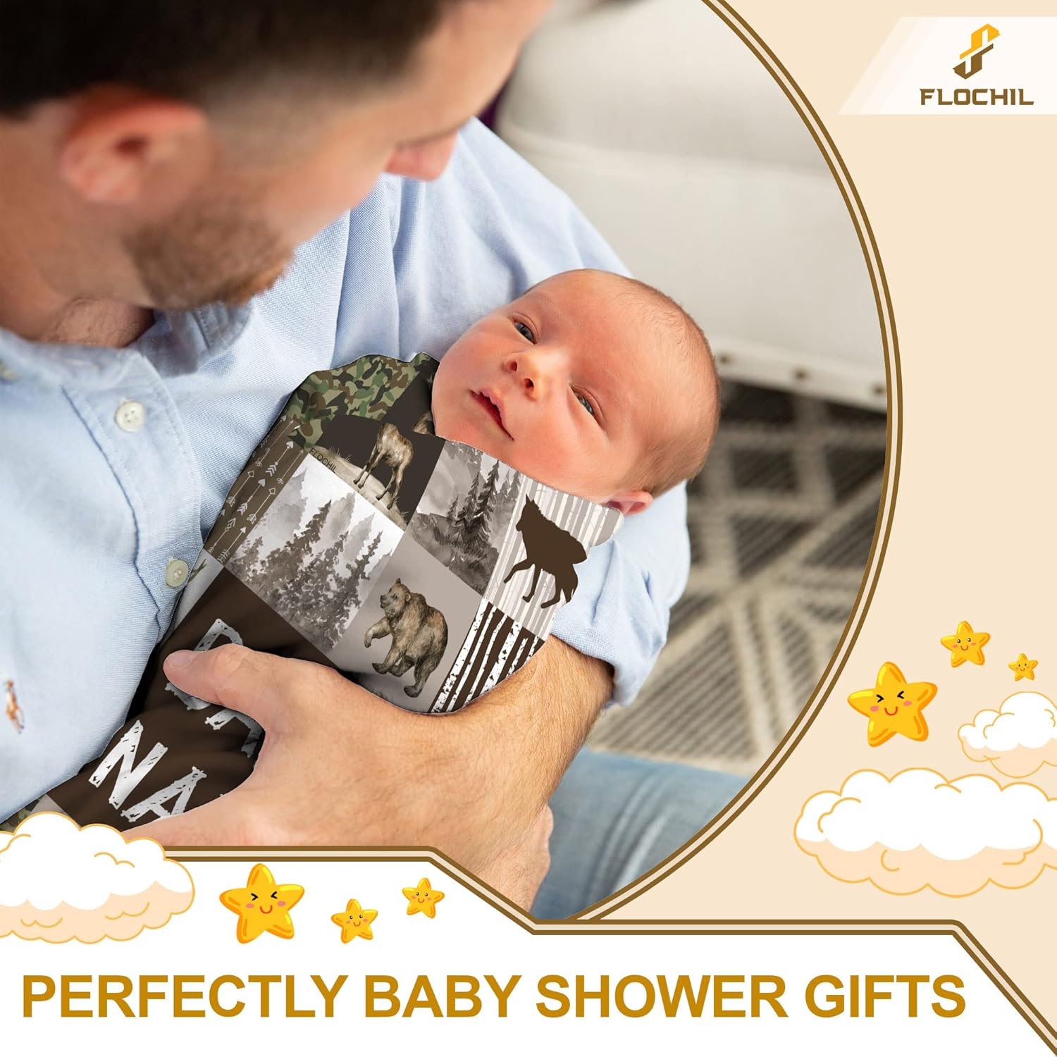 FLOCHIL Mantas de bebé personalizadas, manta de bebé personalizada  Manta de bebé con nombre para niños, el mejor regalo para bebé, elefantes recién