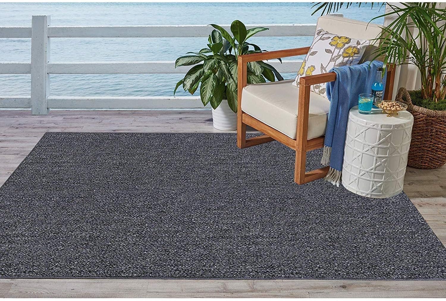 Ambiant Broadway Collection – Alfombras para interiores y exteriores, aptas para mascotas, color gris, 1.5 x 2.25 pies