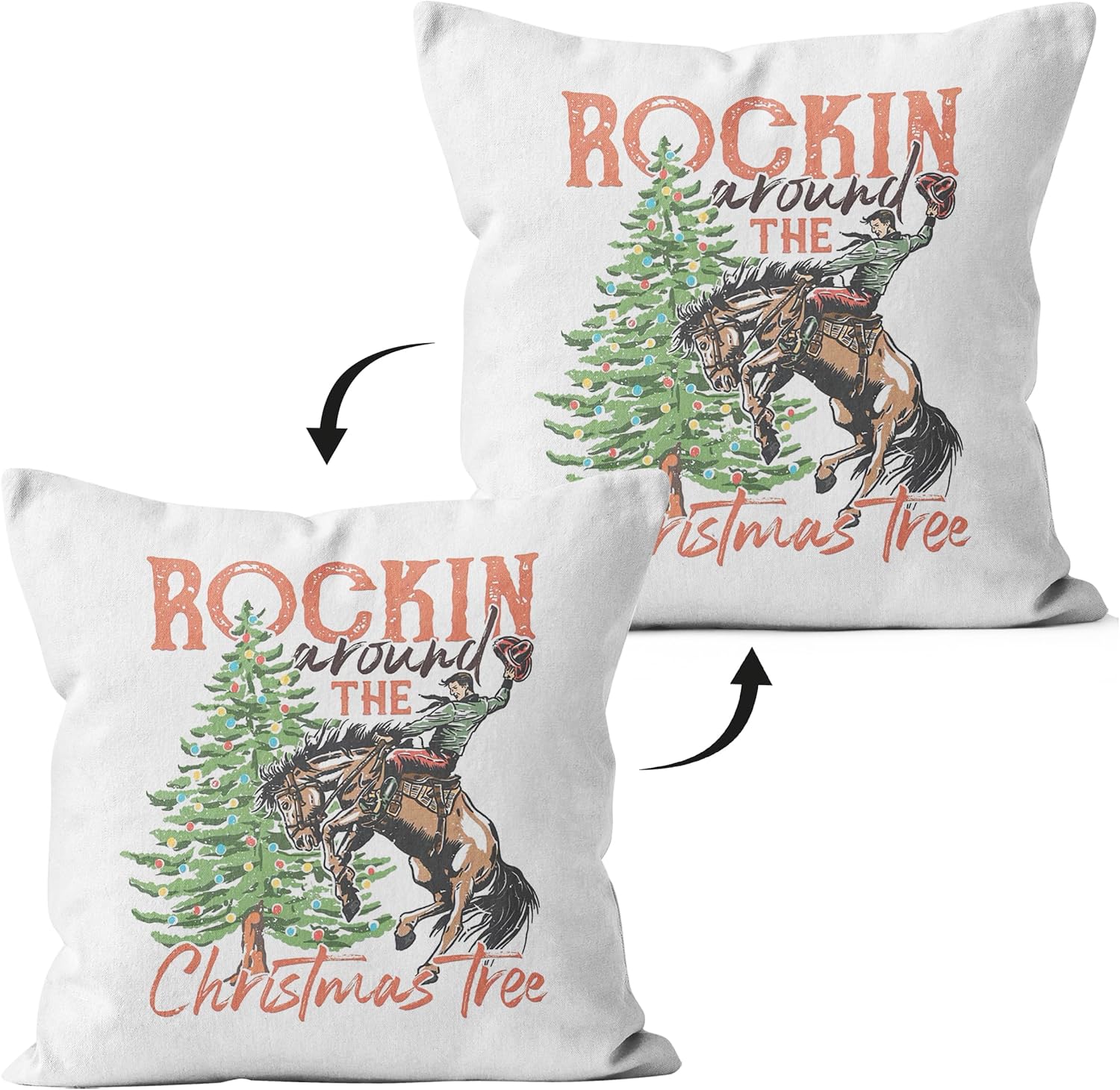 Decoración de Navidad occidental, fundas de almohada de Navidad de 18 x 18 pulgadas, decoración de Navidad occidental, fundas de almohada