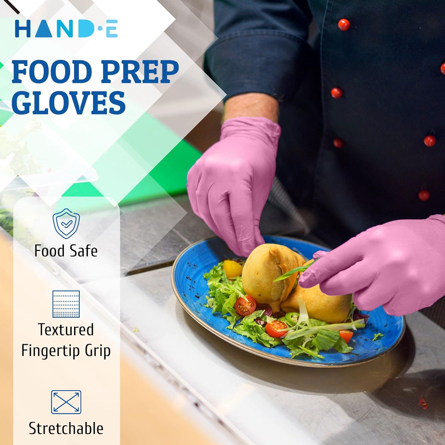 Hand-E Touch Guantes desechables de nitrilo rosa – Esteticista, tecnología de uñas, tinte para el cabello y estilista, guantes de limpieza