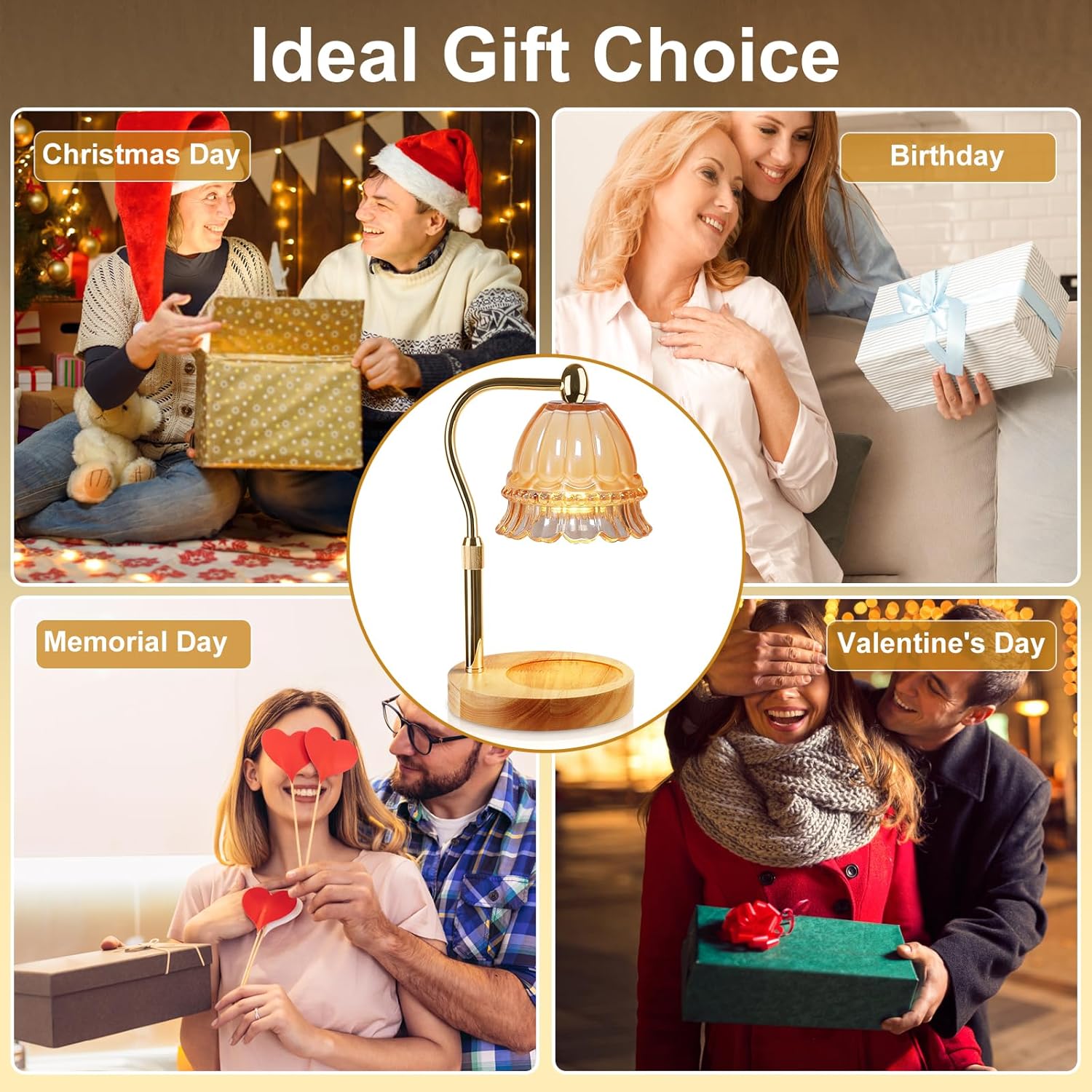 Lámpara eléctrica calentadora de velas, regalos para el día de la madre para mamá, altura ajustable para velas perfumadas, regalos de inauguración