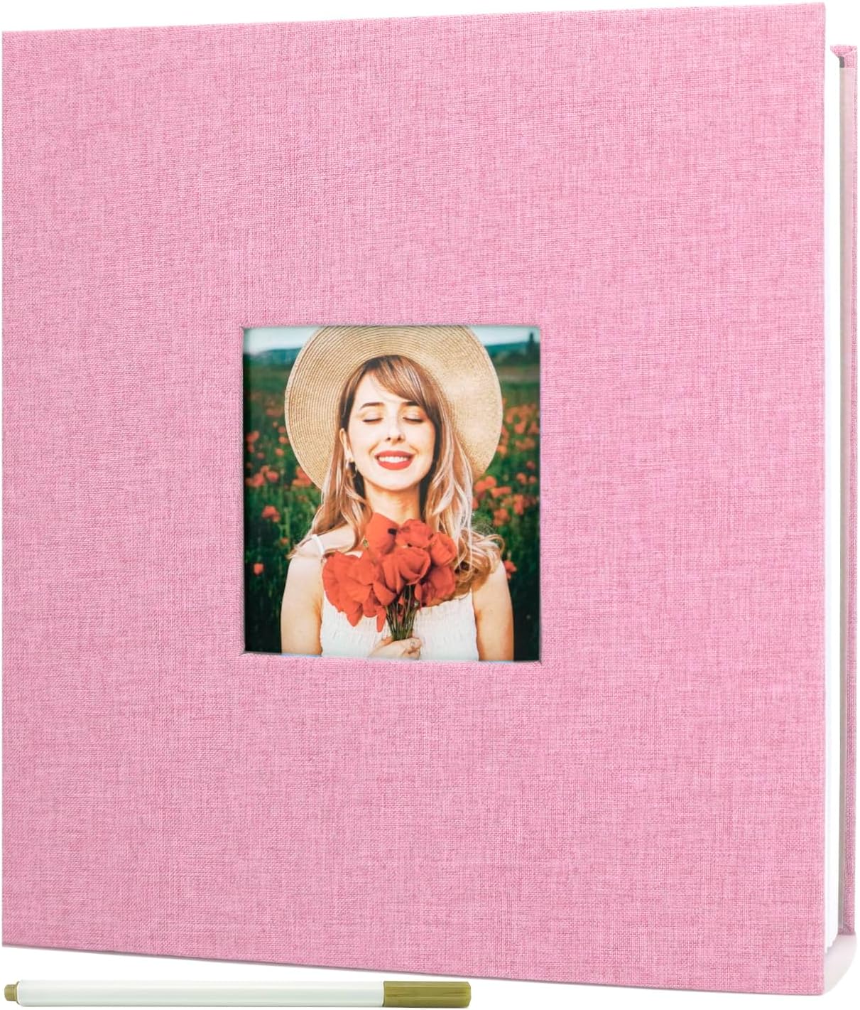 Álbum de fotos autoadhesivo con ventana de visualización de imágenes, álbum de recortes de bricolaje para imagen de 4 x 6, 5 x 7, 8 x 10, 40 páginas