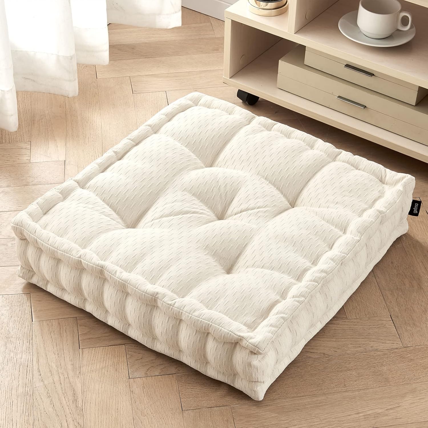Getmo Resin Almohada de suelo de meditación, cojín grande para suelo, almohadas cuadradas para adultos, cojín de meditación grueso de felpilla para