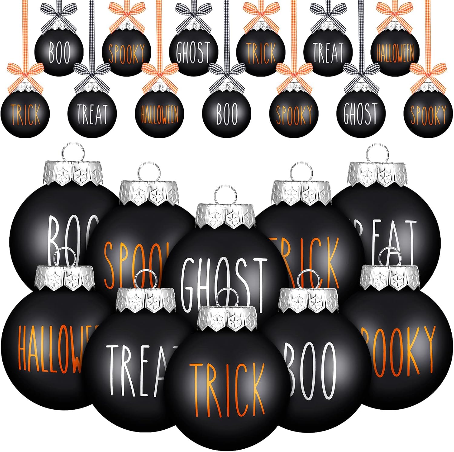 12 adornos de bola de Halloween de 2.4 pulgadas, decoraciones de Halloween para árbol, adornos colgantes de Halloween, decoración de plástico para