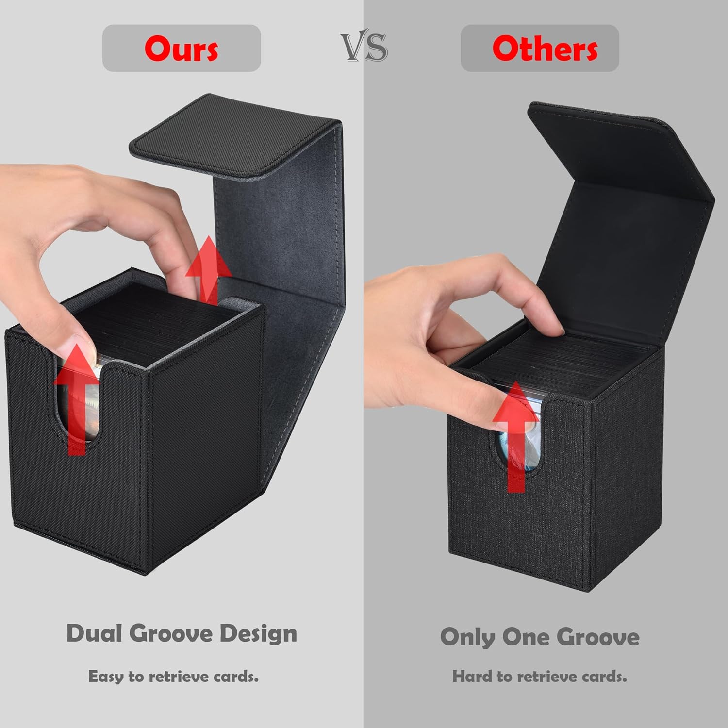 MTG – Caja de cubierta con 2 divisores, caja de gran capacidad para más de 80 tarjetas de doble manga, funda de piel sintética compatible con Magic