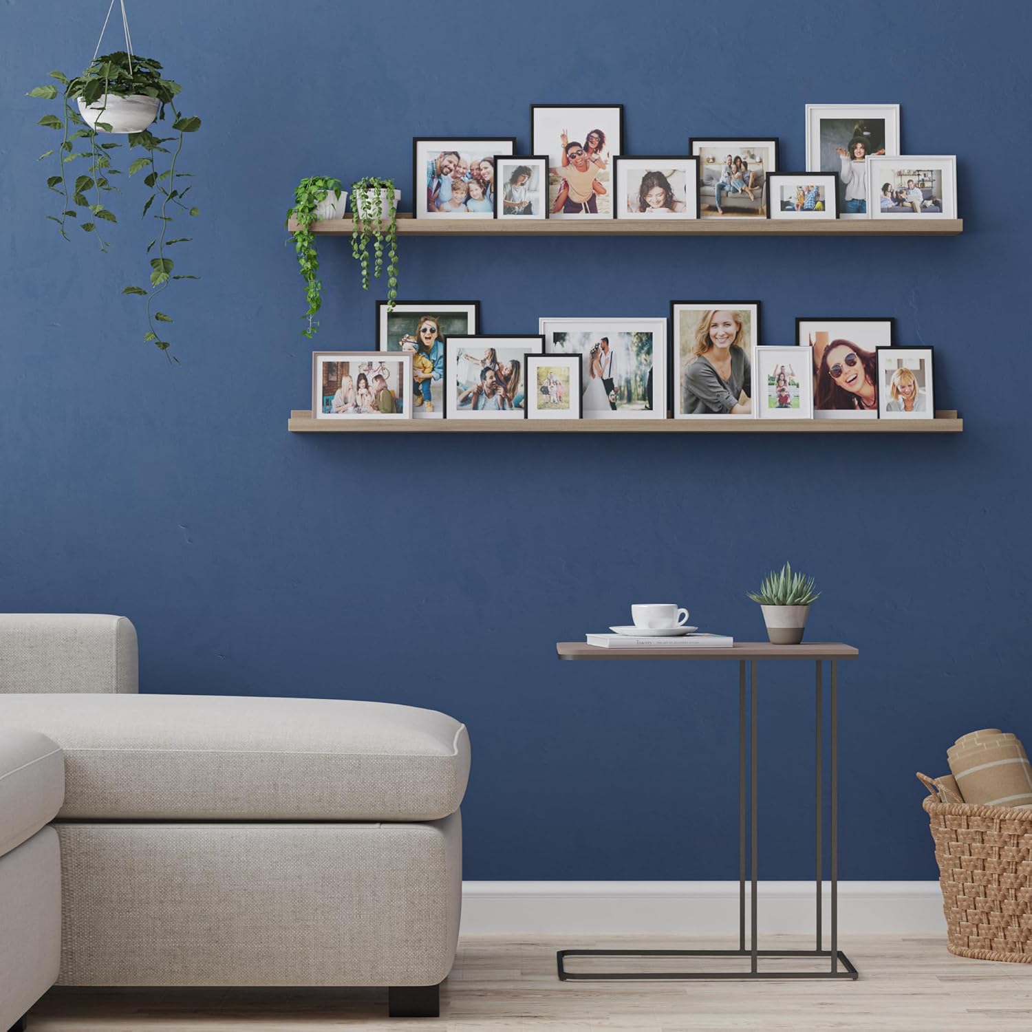 Wallniture Denver – Estantes flotantes de 48 pulgadas para marcos de fotos, decoración de pared, repisa de fotos, sala de estar, decoración de