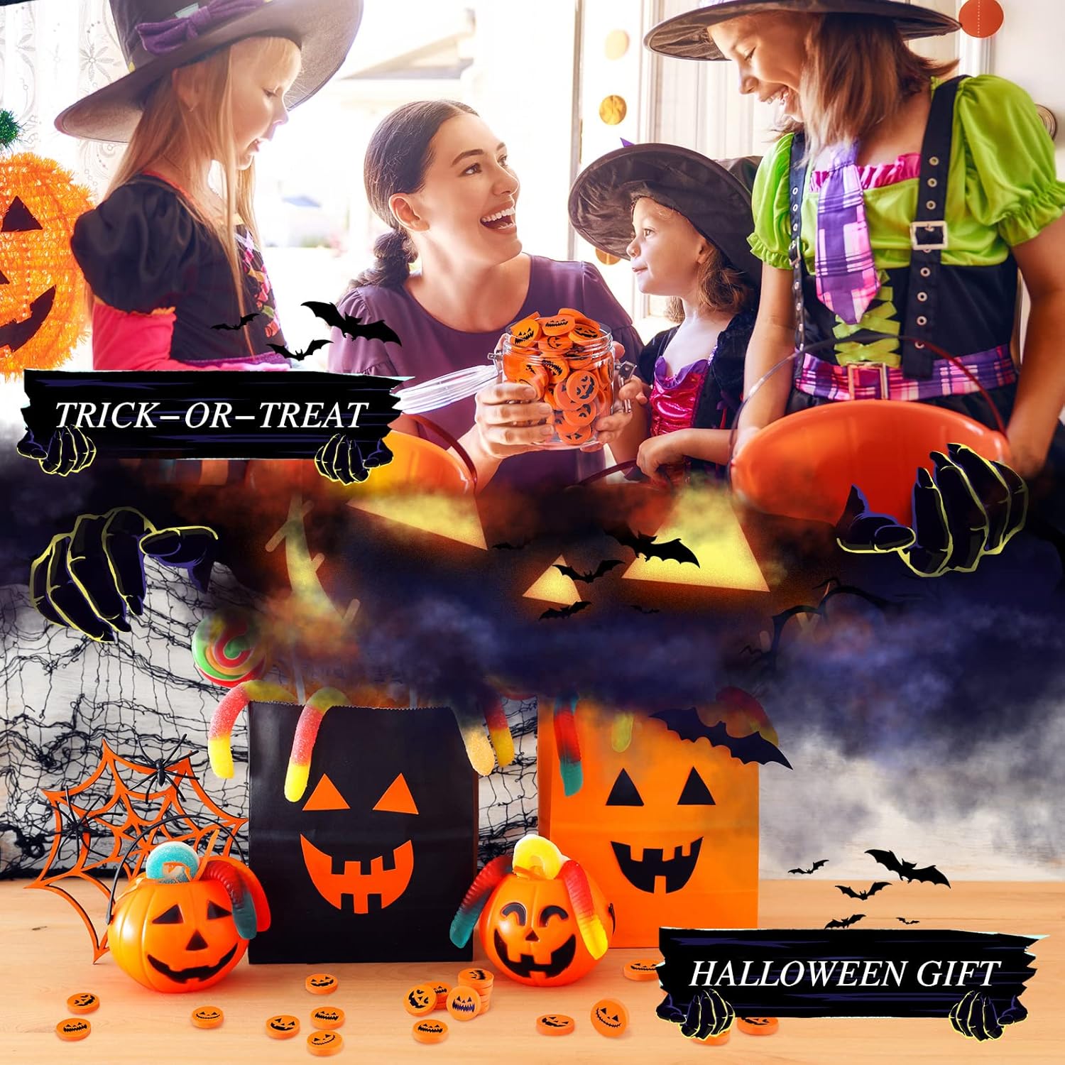 Borrador de calabaza de Halloween, mini borradores de calabaza, borradores pequeños, borradores para niños, suministros de Halloween, recuerdos de