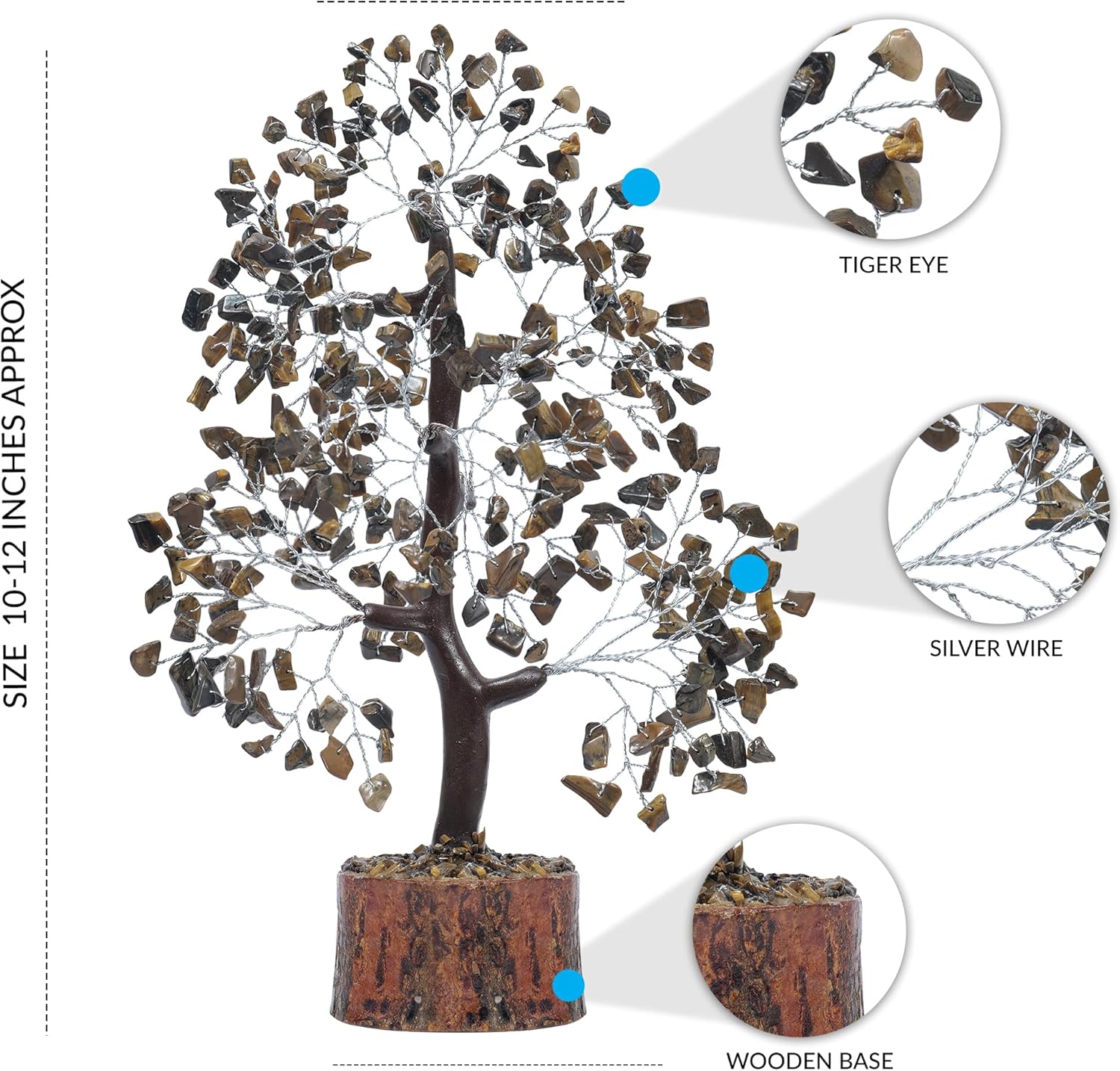 PYOR – Árbol de cristales de ojo de tigre, piedra curativa, positiva, regalo hippie, árbol de gemas, de dinero de cristal, de buena suerte, de