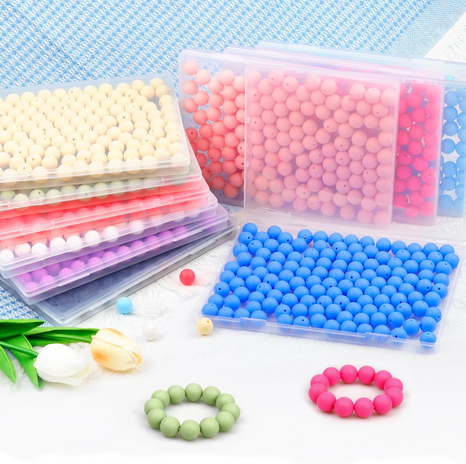 120 cuentas de silicona de 0.59 pulgadas, cuentas de silicona blancas para hacer llaveros, cuentas redondas de silicona para pulseras, collares,