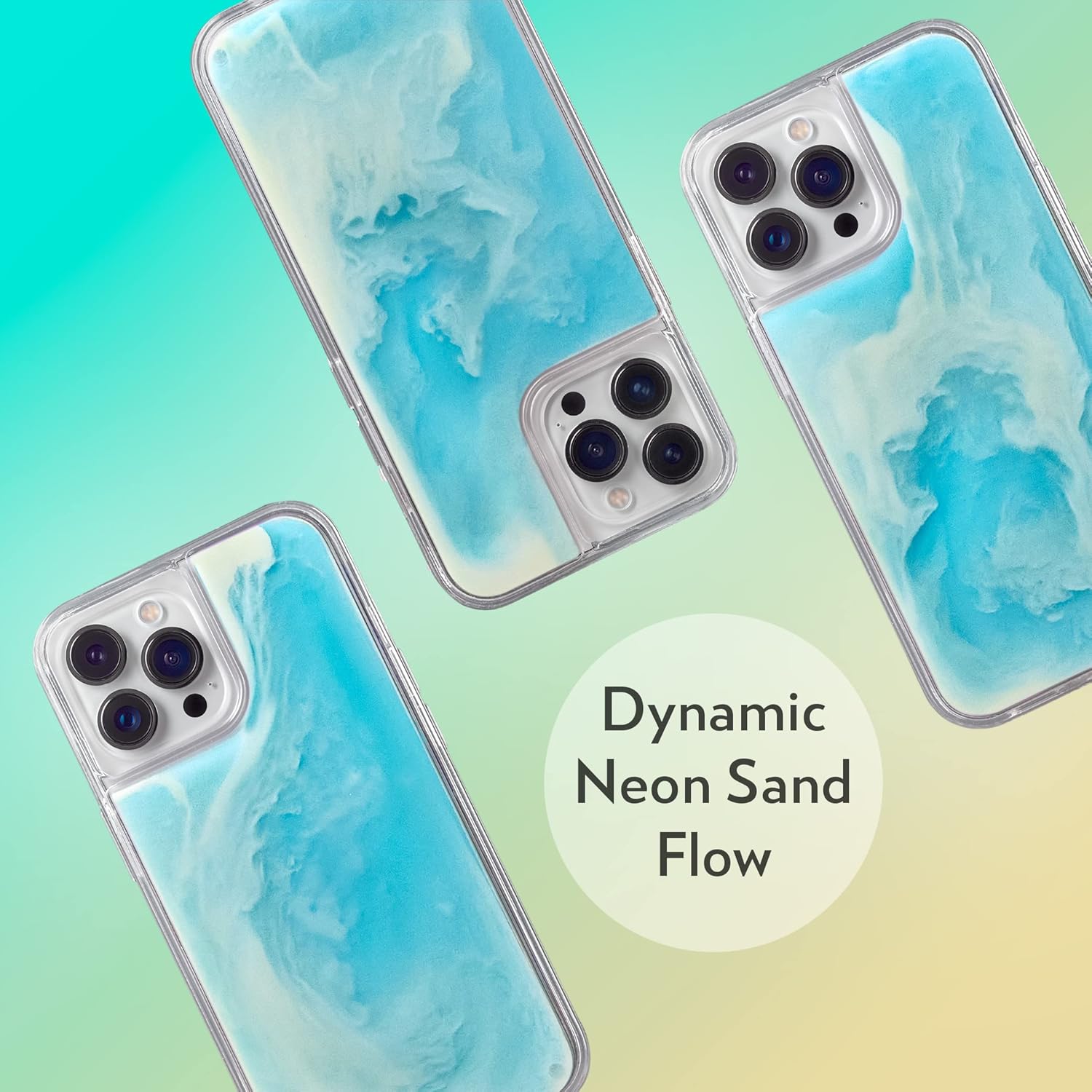 SteepLab Flowing Neon Sand – Funda líquida para iPhone 14 Pro Max (2022, 6.7 pulgadas), protección de cuerpo completo con bisel elevado (océano y