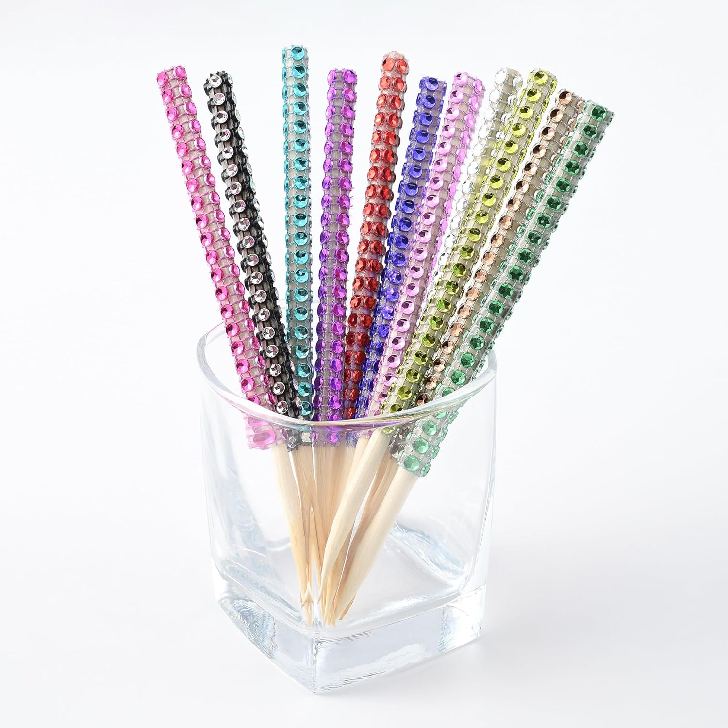 Kits de palitos de manzana con 24 palitos de manzana de 6 pulgadas con diamantes de imitación de caramelo de manzana, palitos de bambú para