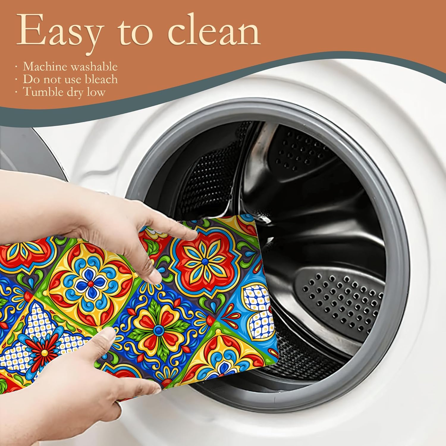 UIUPRO Tapete de secado de platos de azulejos mexicanos, tapete de secado bohemio de estilo bohemio, tapete de microfibra ultra absorbente para