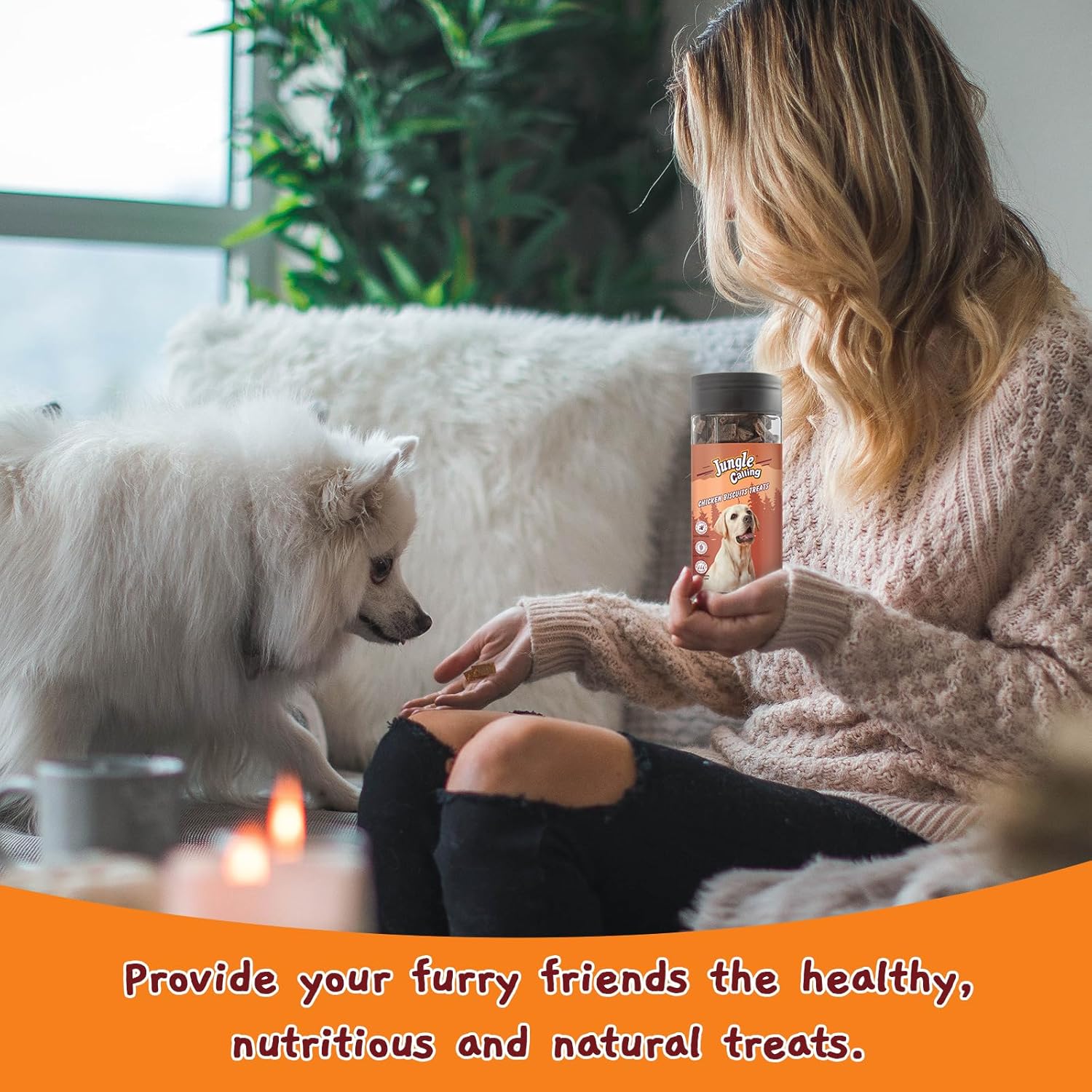 Jungle Calling Golosinas para perros, golosinas naturales de entrenamiento de perros con alto contenido de proteínas con pollo real, mordeduras