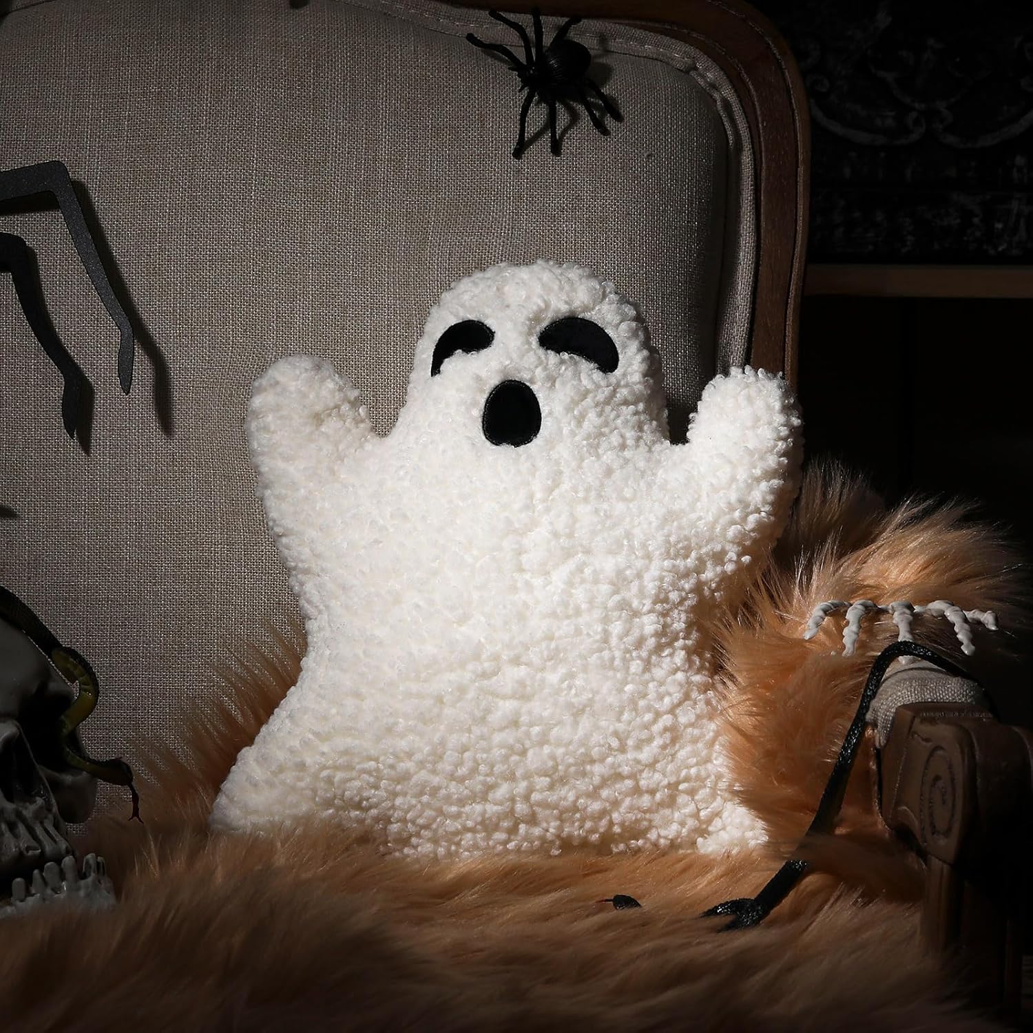 Shappy 3 almohadas de Halloween de fantasma, almohadas de Halloween, almohada de peluche con forma de fantasma, linda almohada suave de fantasma,