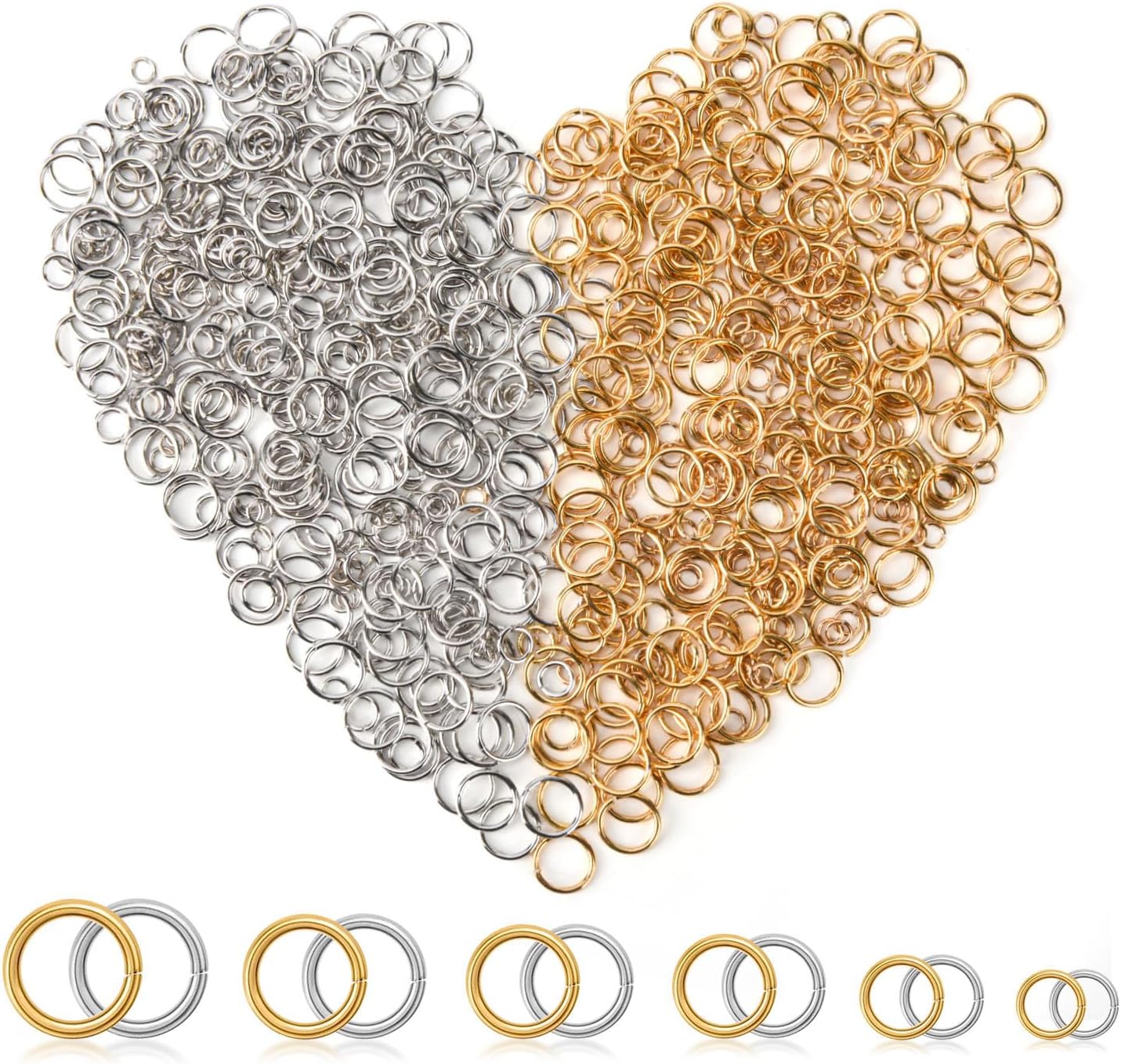 510 anillos de salto abiertos rellenos de oro de 18 quilates, conectores de anillo tórico de oro de 345670.315 in para fabricación de joyas, anillos