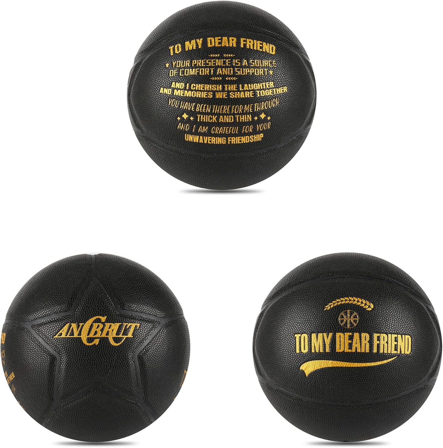 Baloncesto negro grabado de 29.5 pulgadas, regalo ideal personalizado para sorprender a tu amigo en cumpleaños o Navidad