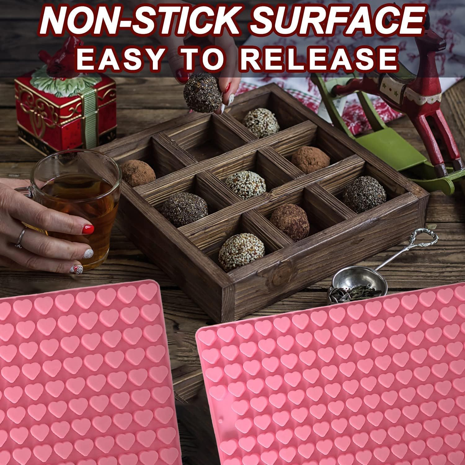 Ducodocu Molde de silicona con forma de corazón, mini moldes para huesos de perro, antiadherente, para chocolate, para fondant, galletas, gelatina,