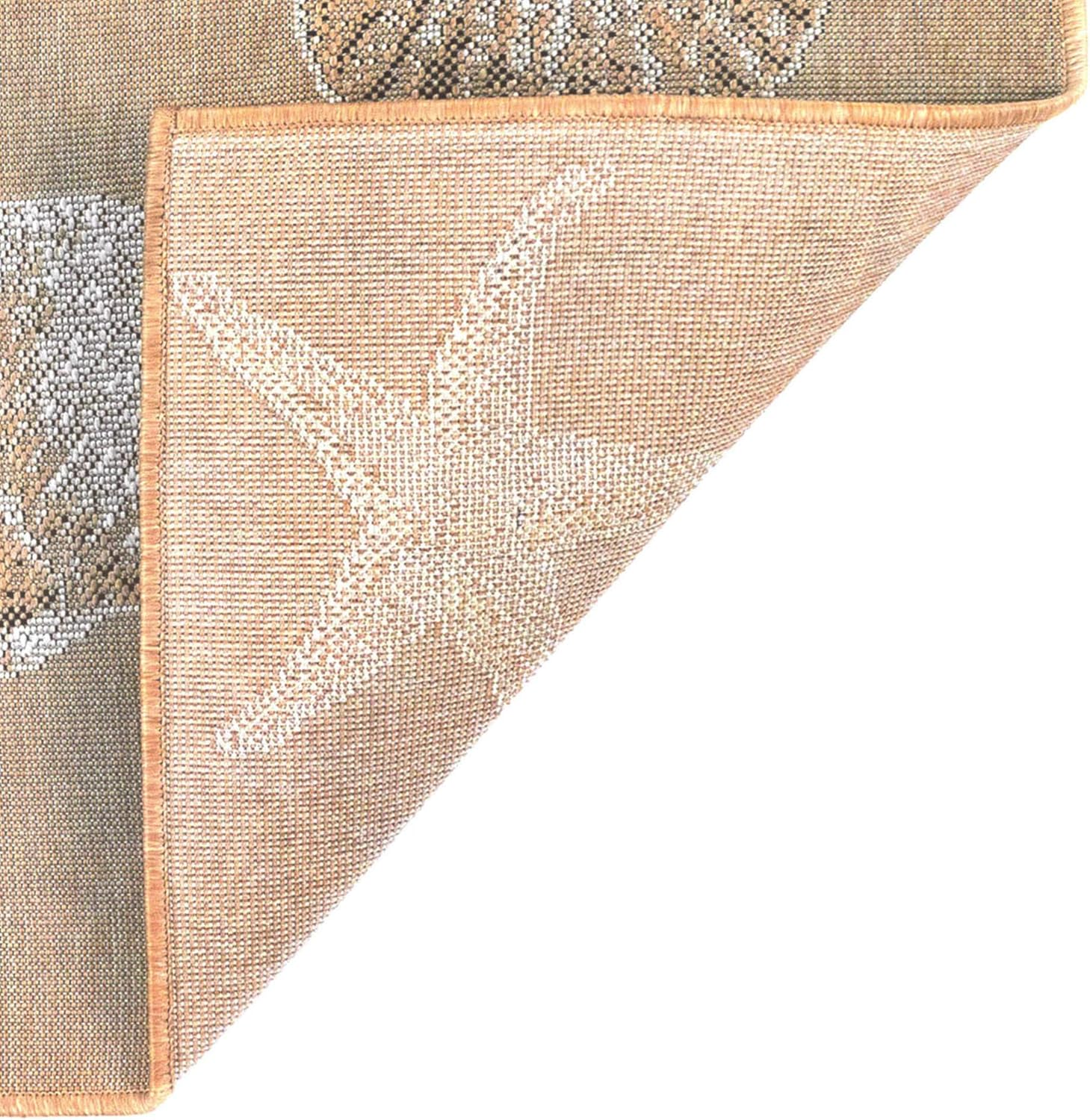Liora Manne Carmel – Alfombra tejida de perfil bajo y fácil cuidado para interiores y exteriores, color arena, 4 pies 10 pulgadas x 7 pies 6 pulgadas