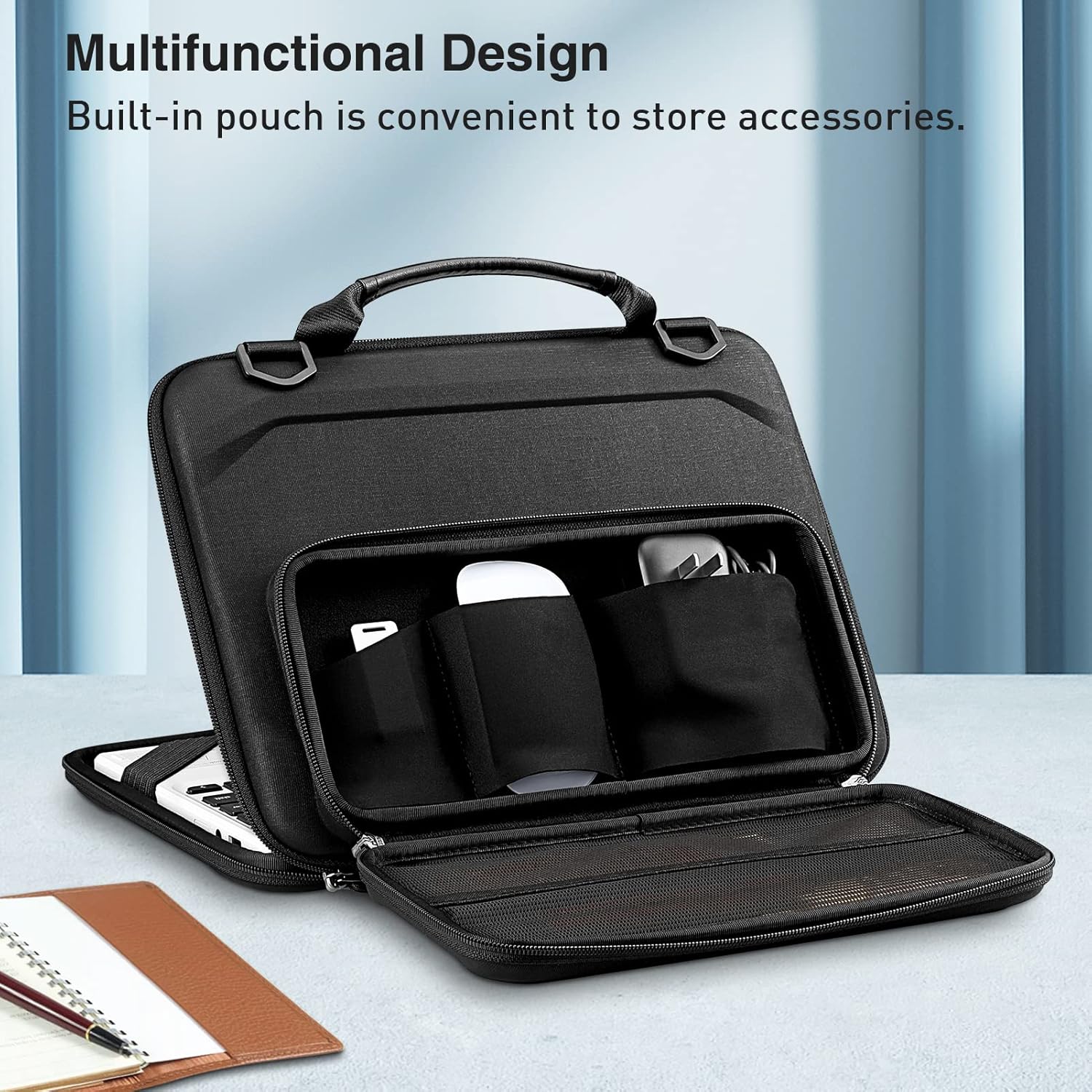 Fintie Funda protectora para Chromebook de 11.6 pulgadas, bolsa de hombro protectora con bolsa para accesorios y ranura para tarjeta de