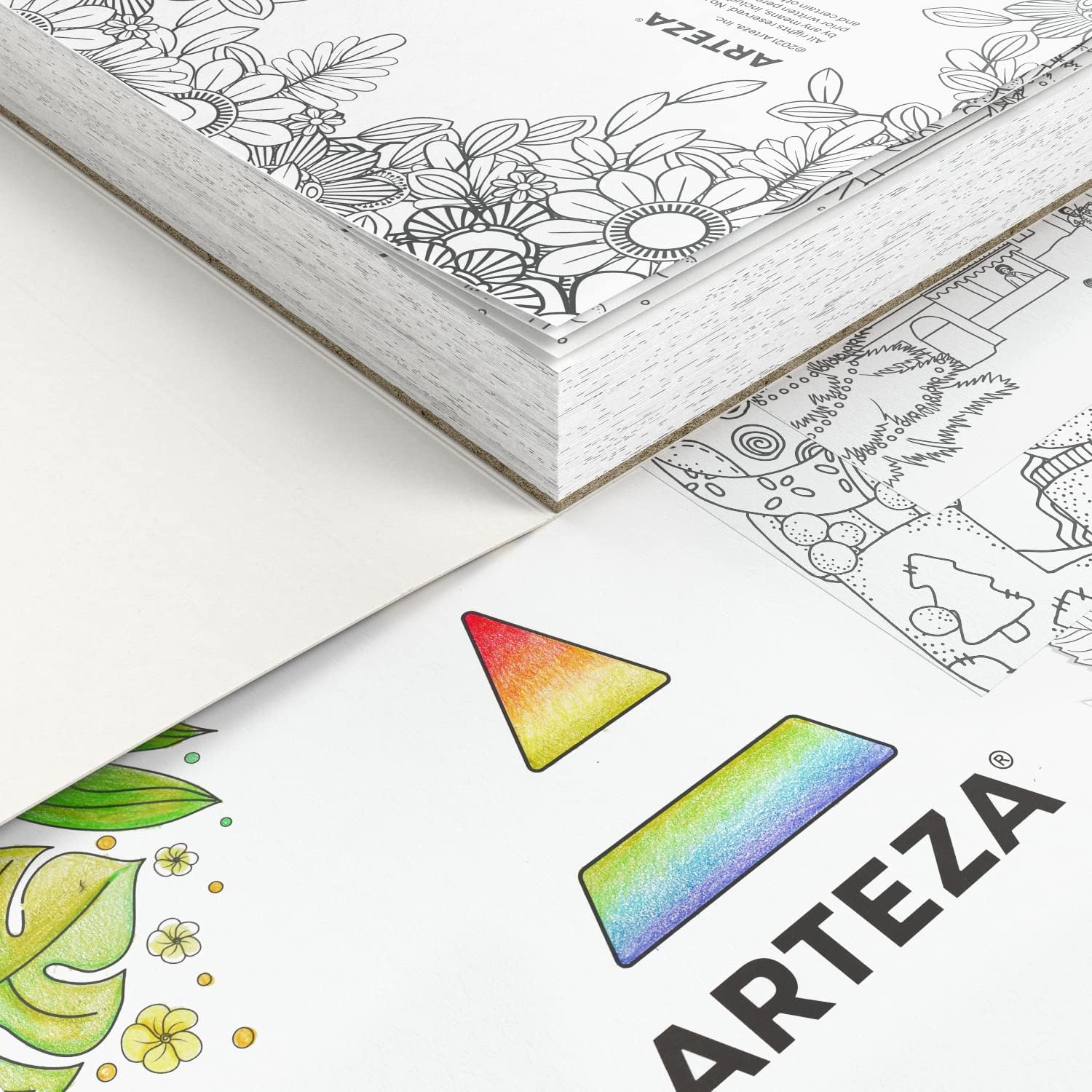 Arteza Libro para colorear para adultos, 120 hojas desmontables, 9 x 9 pulgadas, tema de 4 estaciones, papel de 100 libras, suministros de arte para