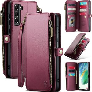 Funda compatible con Samsung Galaxy S21 FE 5G con tarjetero, bloqueo RFID, cremallera, para Galaxy S21 FE, funda magnética de piel sintética para Funda compatible con Samsung Galaxy S21 FE 5G con tarjetero, bloqueo RFID, cremallera, para Galaxy S21 FE, funda magnética de piel sintética para
