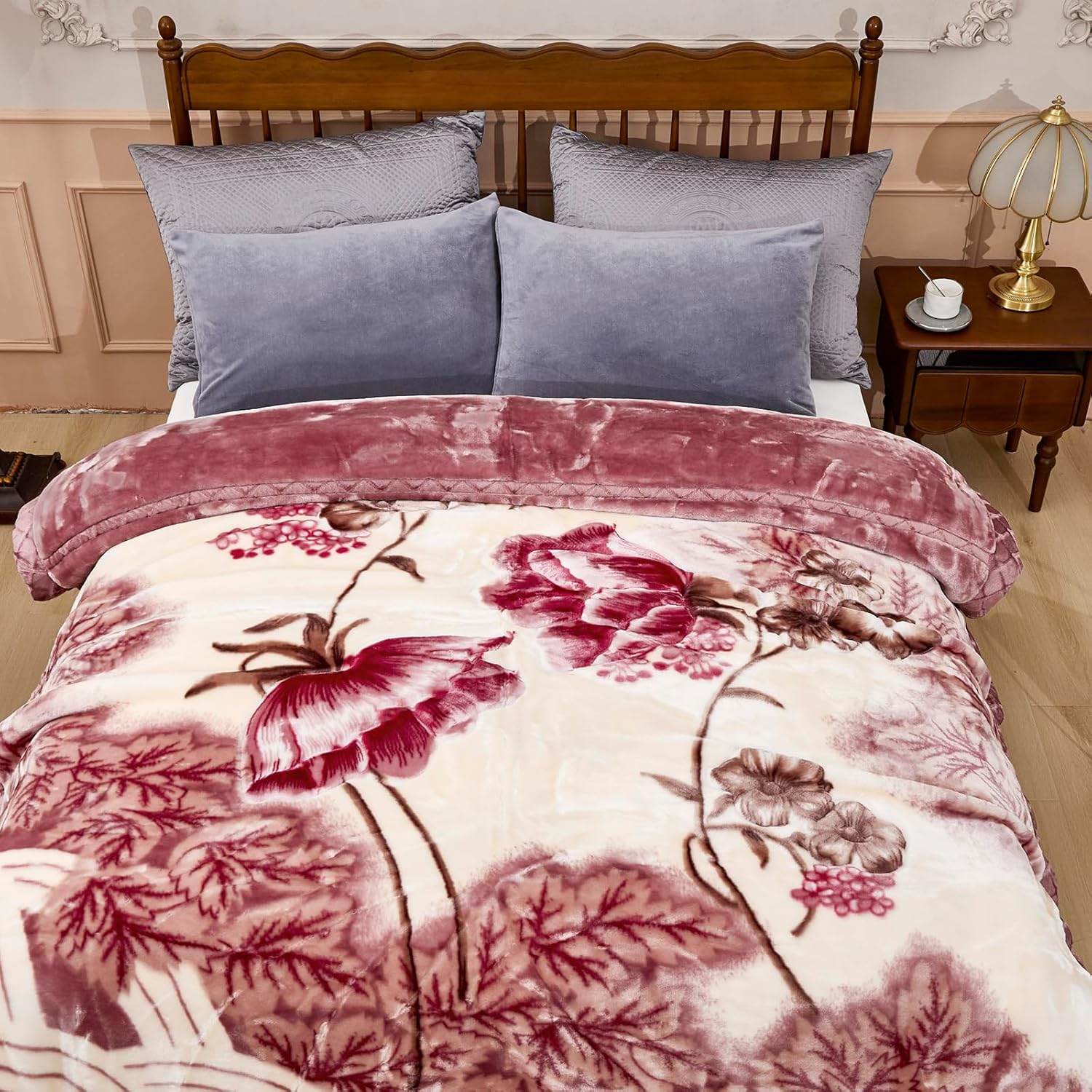 LGYKUMEG Manta de forro polar de visón de 59 x 79 pulgadas, 2 capas reversibles y sedosas de felpa cálida para otoño e invierno, 5.5 libras.