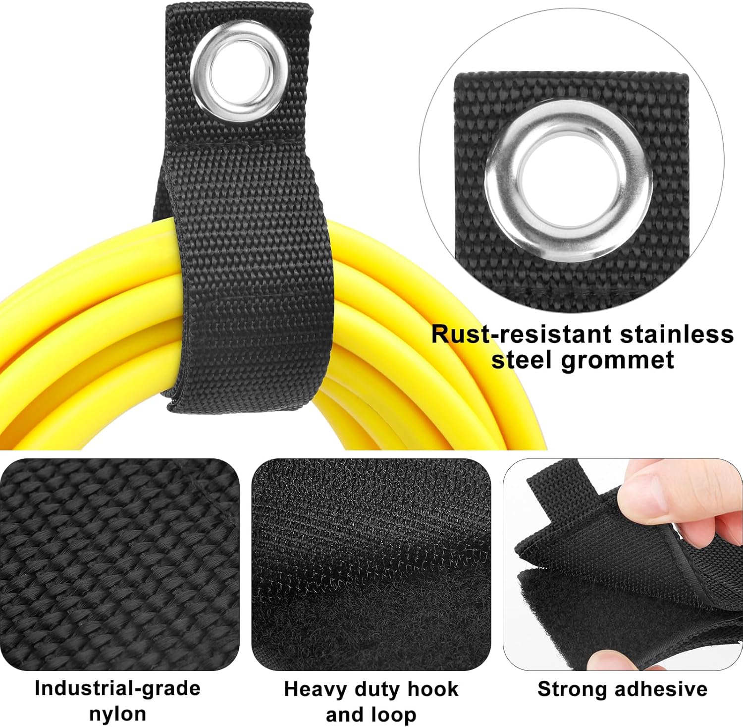 Organizador de cables de extensión, paquete de 8 soportes de cable de extensión de 10 pulgadas, resistente de 1.5 pulgadas de ancho, organizador de