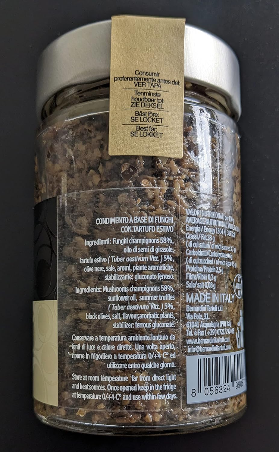 BERNARDINI TARTUFI Tartufata Champiñones Trufas y Aceitunas 6.5oz