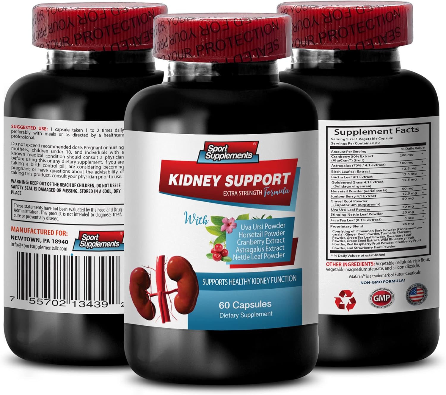 Suplemento dietético de apoyo inmunológico, apoyo renal, vitaminas de arándano, limpieza renal, fórmula de desintoxicación y reparación de riñones,