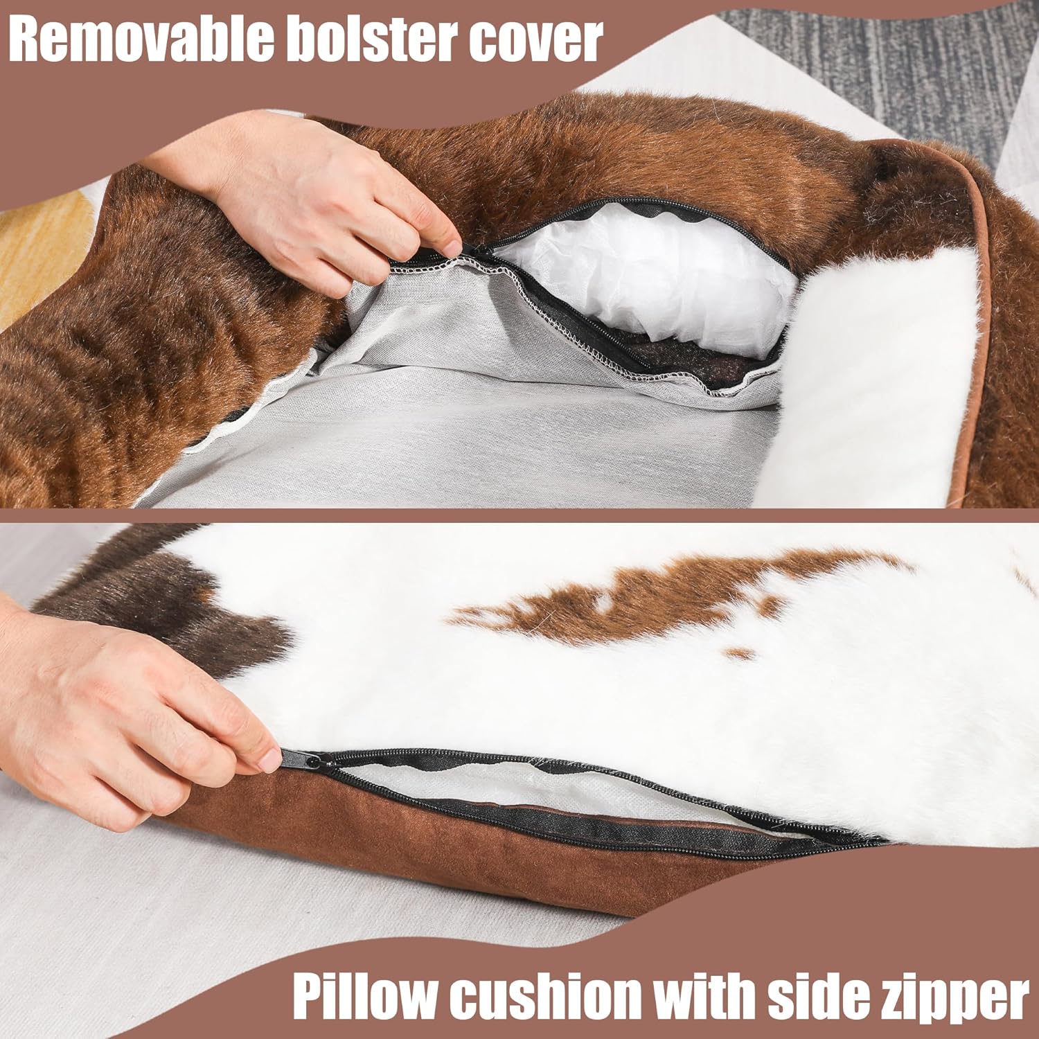 Camas para perros de piel sintética para perros grandes, cama rectangular de felpa grande para perros con funda extraíble, cama grande para perros