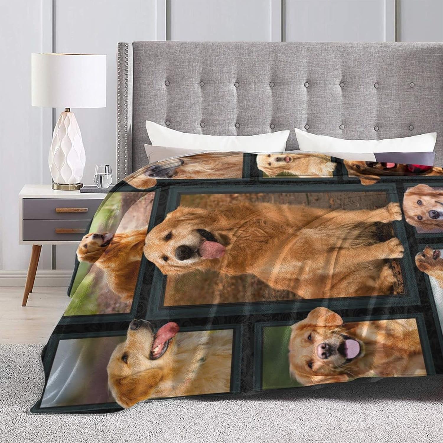 Lindo Clever Golden Retriever – Manta con estampado de perro dorado ultrasuave para el hogar, manta decorativa para sala de estar, cama, sofá