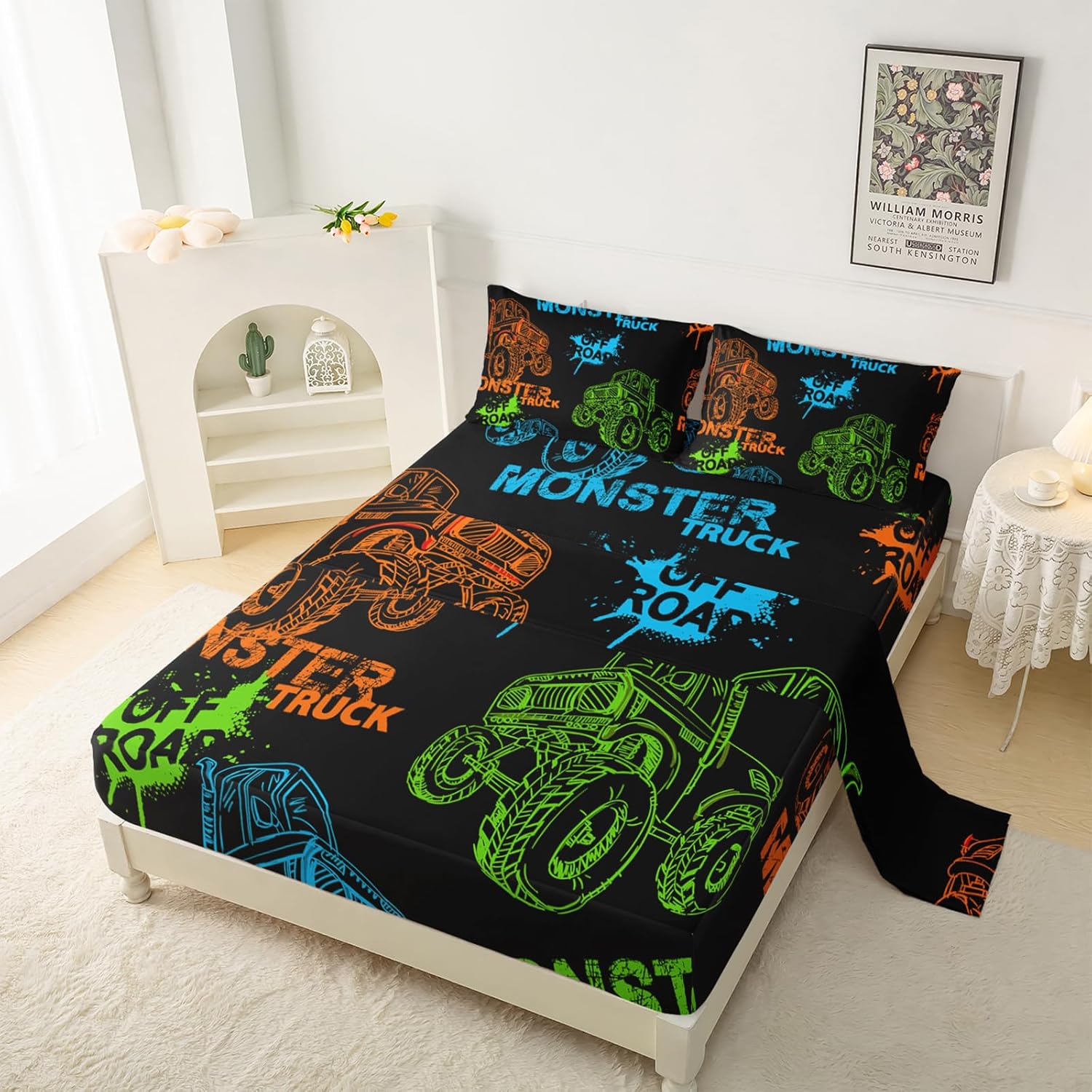 QOOMO Juego de sábanas de 4 piezas de 4 piezas, 1 sábana bajera, 1 sábana encimera y 2 fundas de almohada, tamaño individual