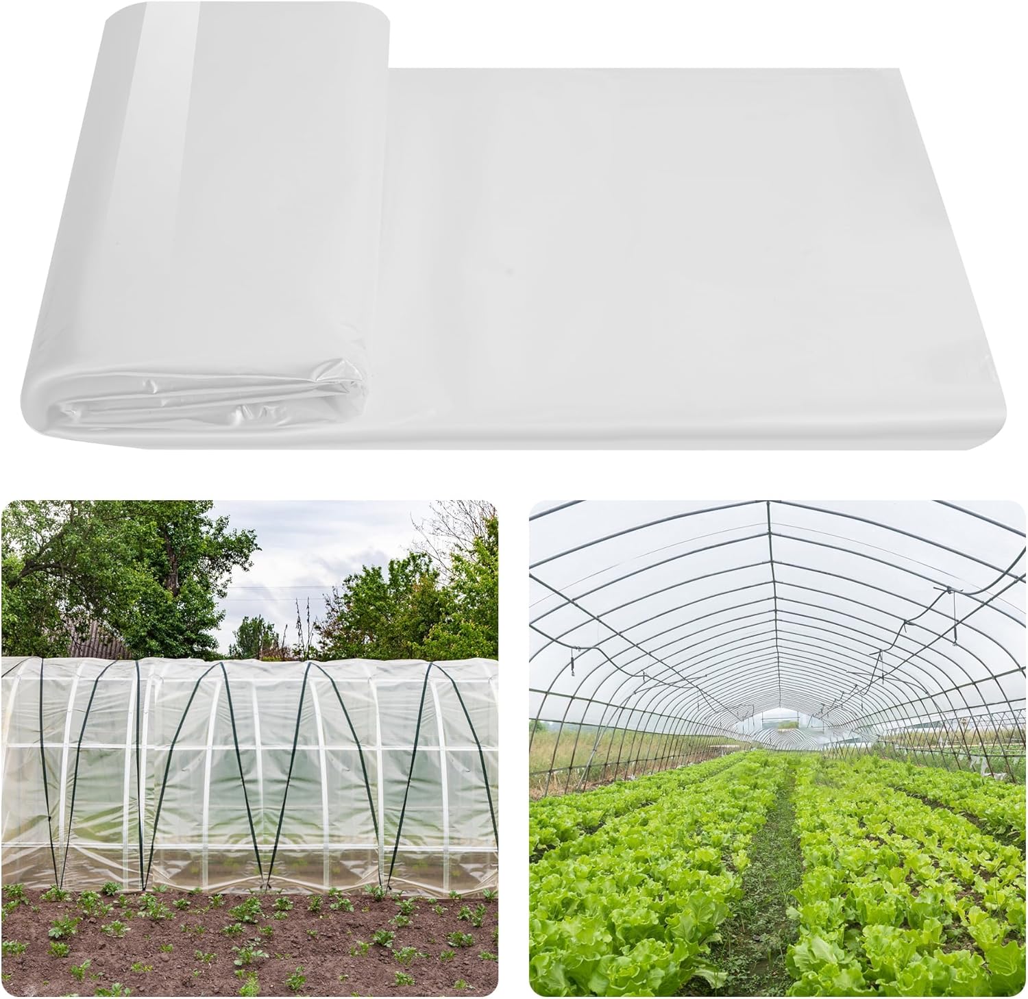 HCTWPY Película de invernadero de 25 x 40 pies, cubiertas de plástico para plantas de invernadero, protección contra la congelación, película