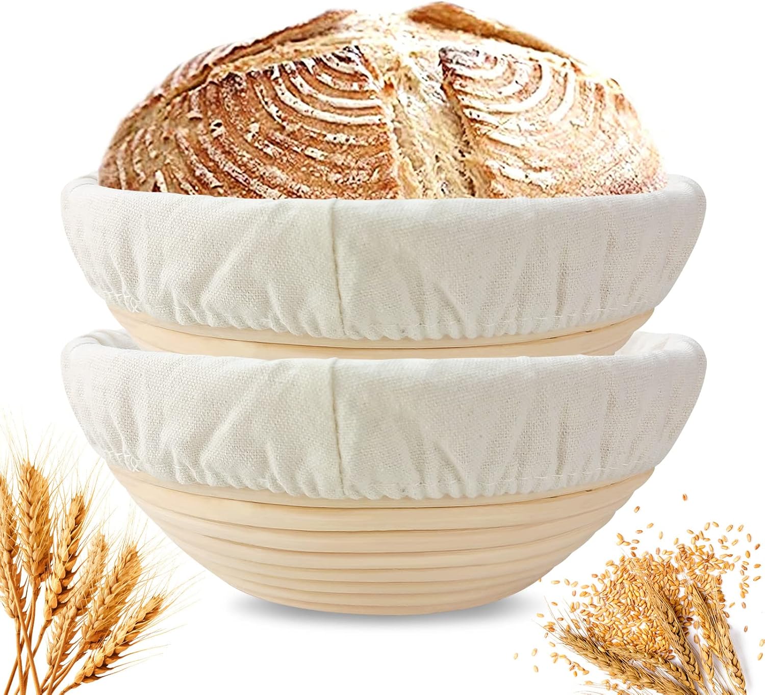 Cestas de prueba Banneton de pan de 9 pulgadas cesta redonda a prueba de masa madre para hacer pan artesanal para panaderos profesionales y caseros,