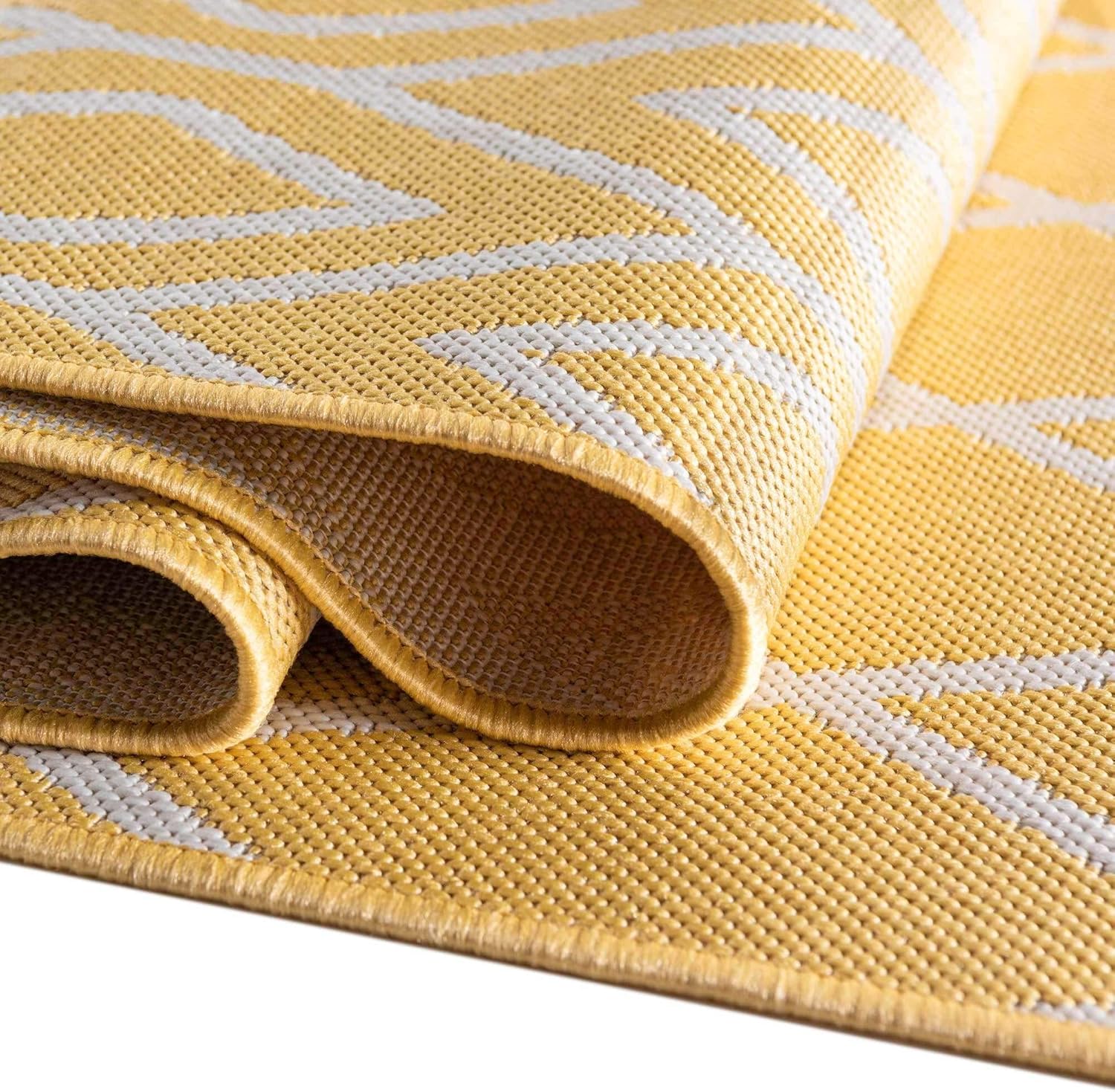 Jill Zarin Outdoor Collection – Alfombra rectangular de 3 pies 3 pulgadas x 5 pies 3 pulgadas, color amarillo marfil y marfil