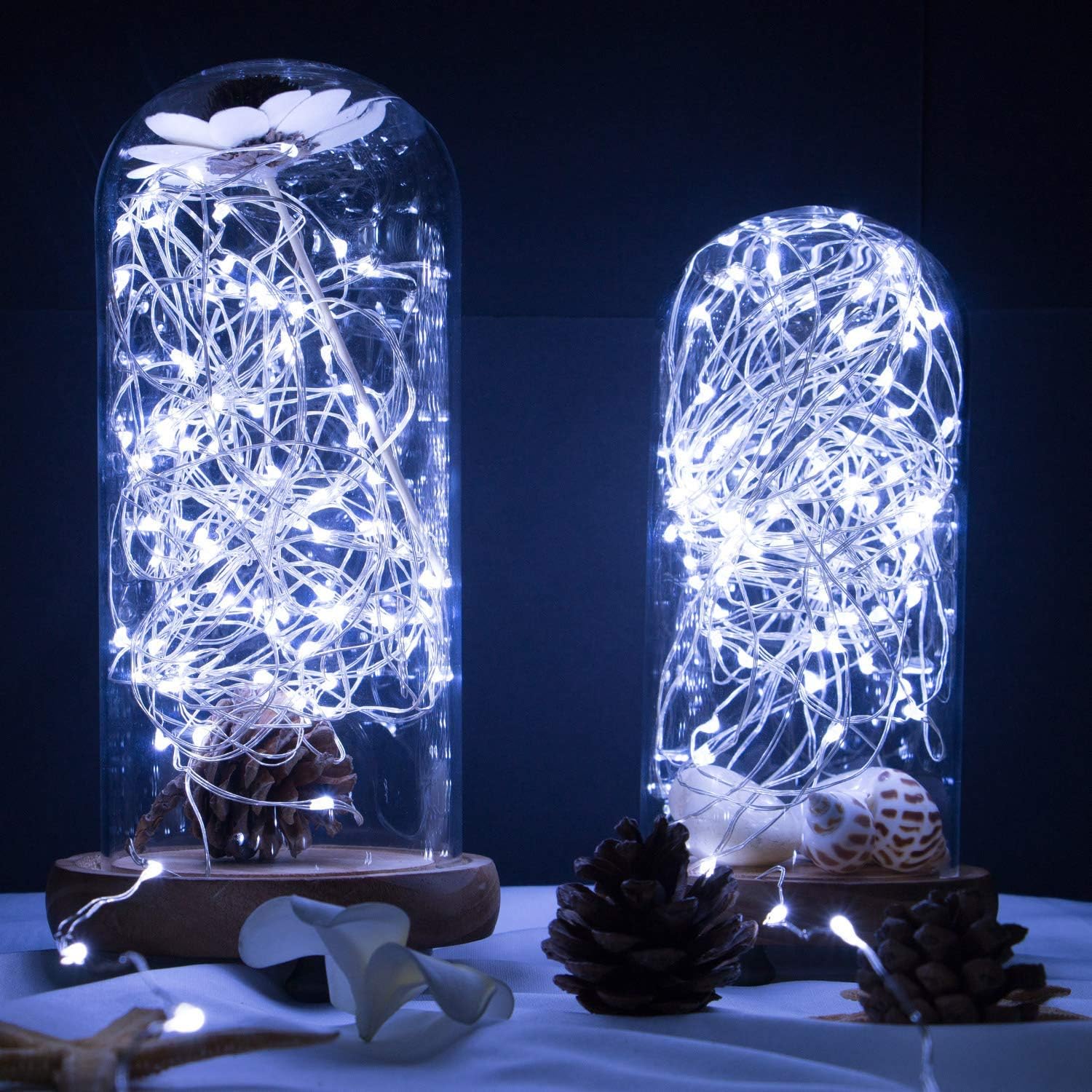 100 guirnaldas de luces LED de 32 pies de tipo luciérnaga, luces estrelladas impermeables en alambre de cobre recubierto de plata, perfecto para