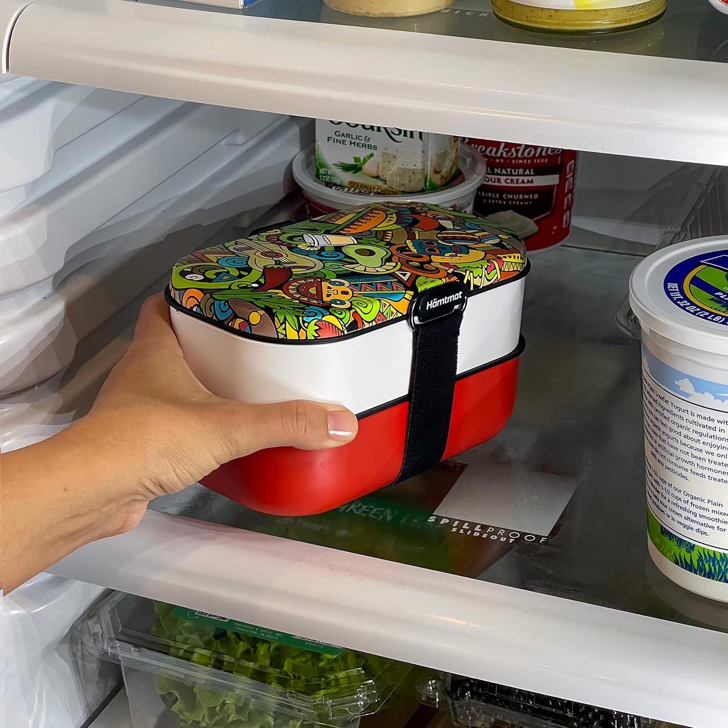 HÄMTMAT Lonchera Bento para adultos, contenedores japoneses para adultos, juego de lonchera para preparación de comidas, lindo recipiente apilable,