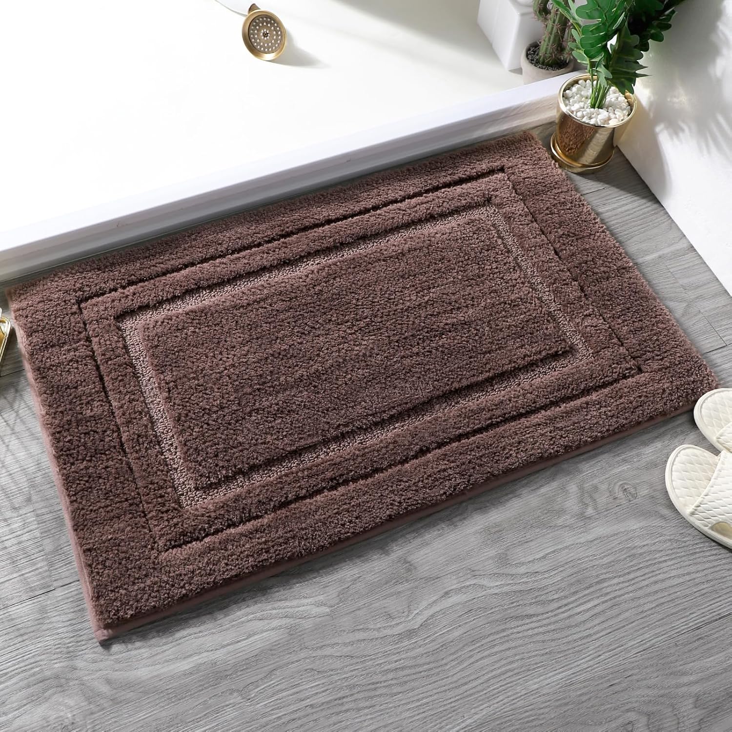 HOmatME Tapete de baño de microfibra súper suave y absorbente de agua, antideslizante, esponjoso, tapete para bañera, ducha, baño, lavable a