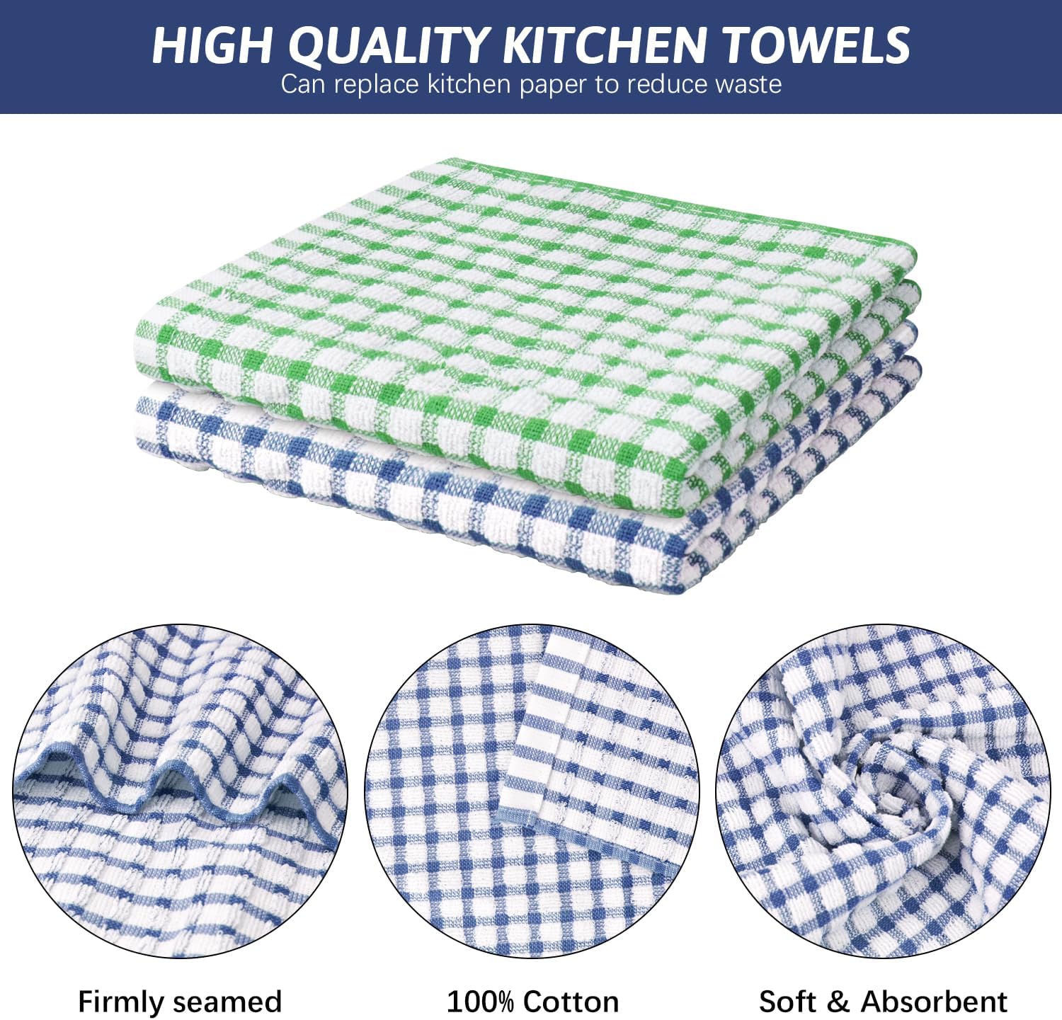 Nialnant Paquete de 8 paños de cocina para lavar platos, trapos de cocina súper suaves y absorbentes, paños de limpieza de rizo, 11 x 11 pulgadas