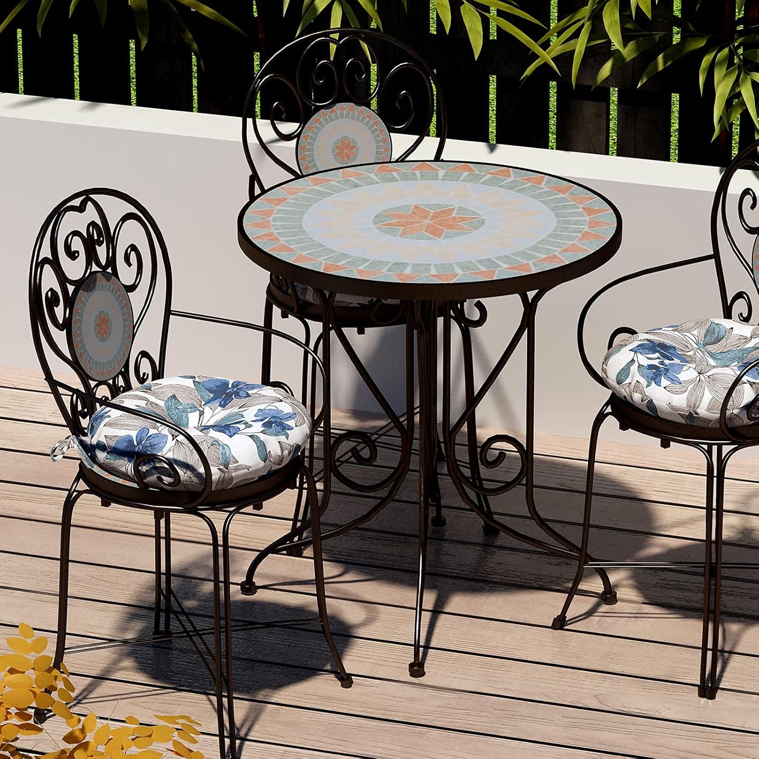 LVTXIII Cojines de asiento bistró para exteriores para todo tipo de clima, cómodos cojines redondos para sillas de patio de 15 x 15 x 4 pulgadas,