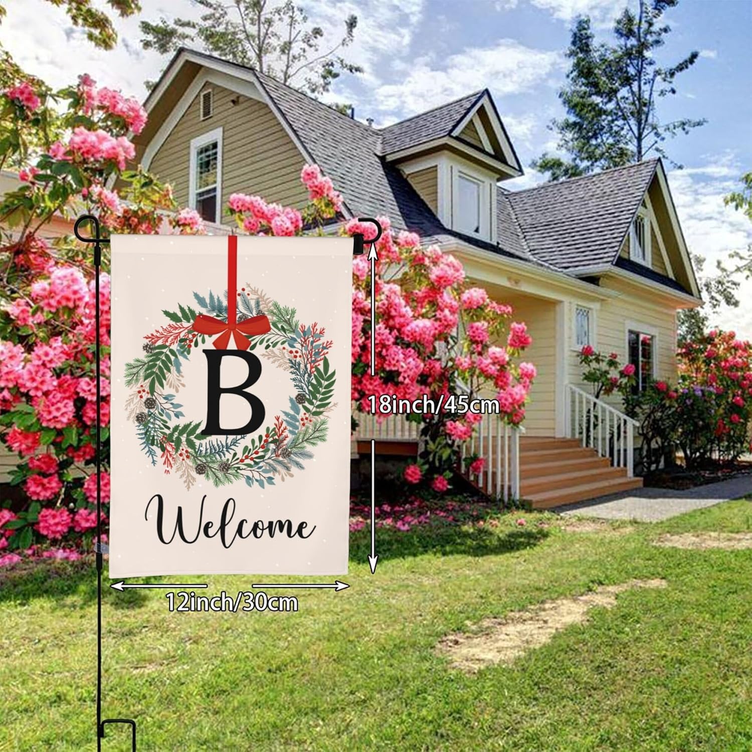 Bandera de Navidad personalizada para jardín, banderas personalizadas para decoración del hogar, banderas familiares con letra B para patio,