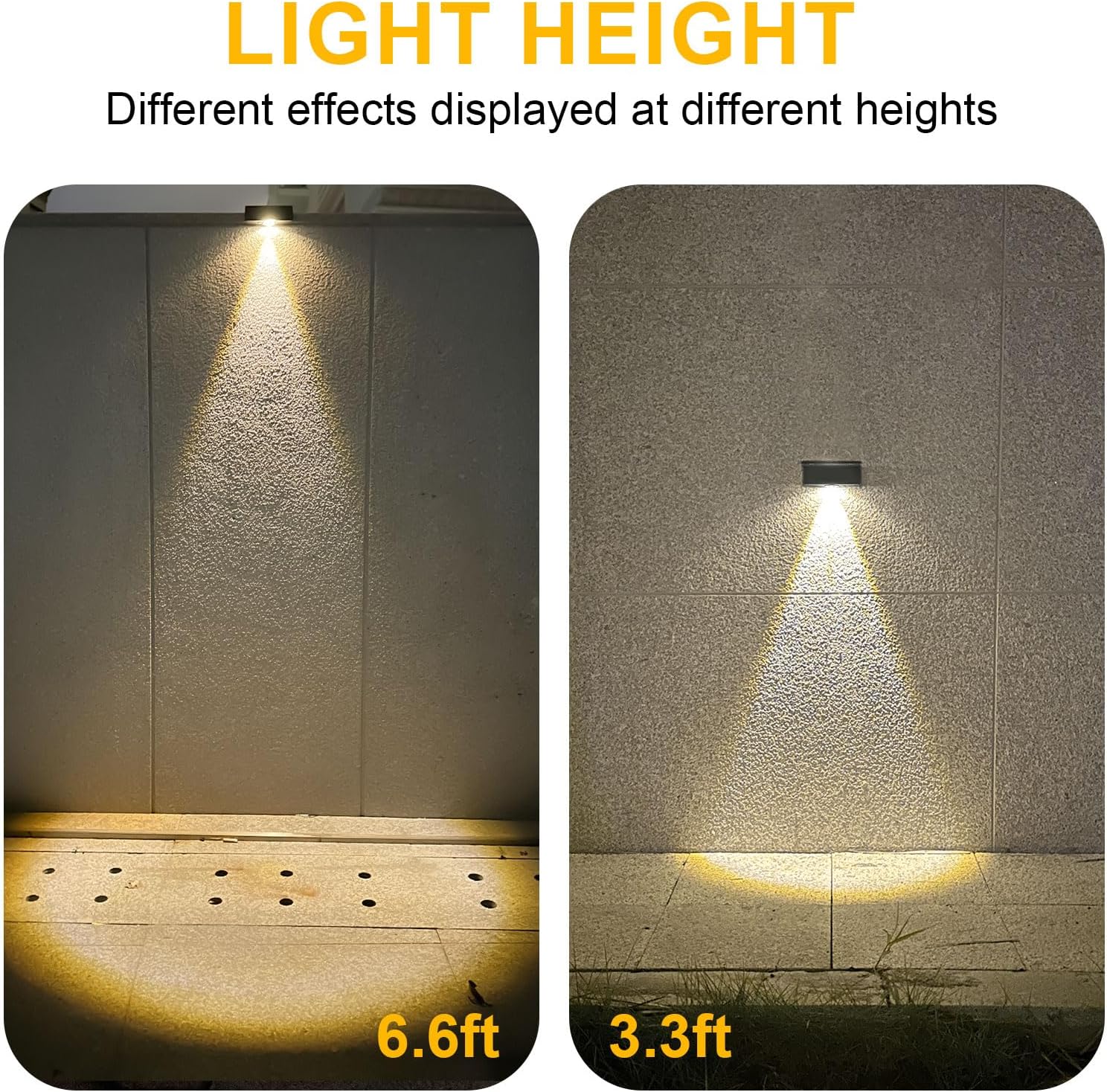 Luces solares para valla al aire libre, impermeables, LED blanco cálido y RGB conmutables, luces solares para terraza, luces de cerca del atardecer