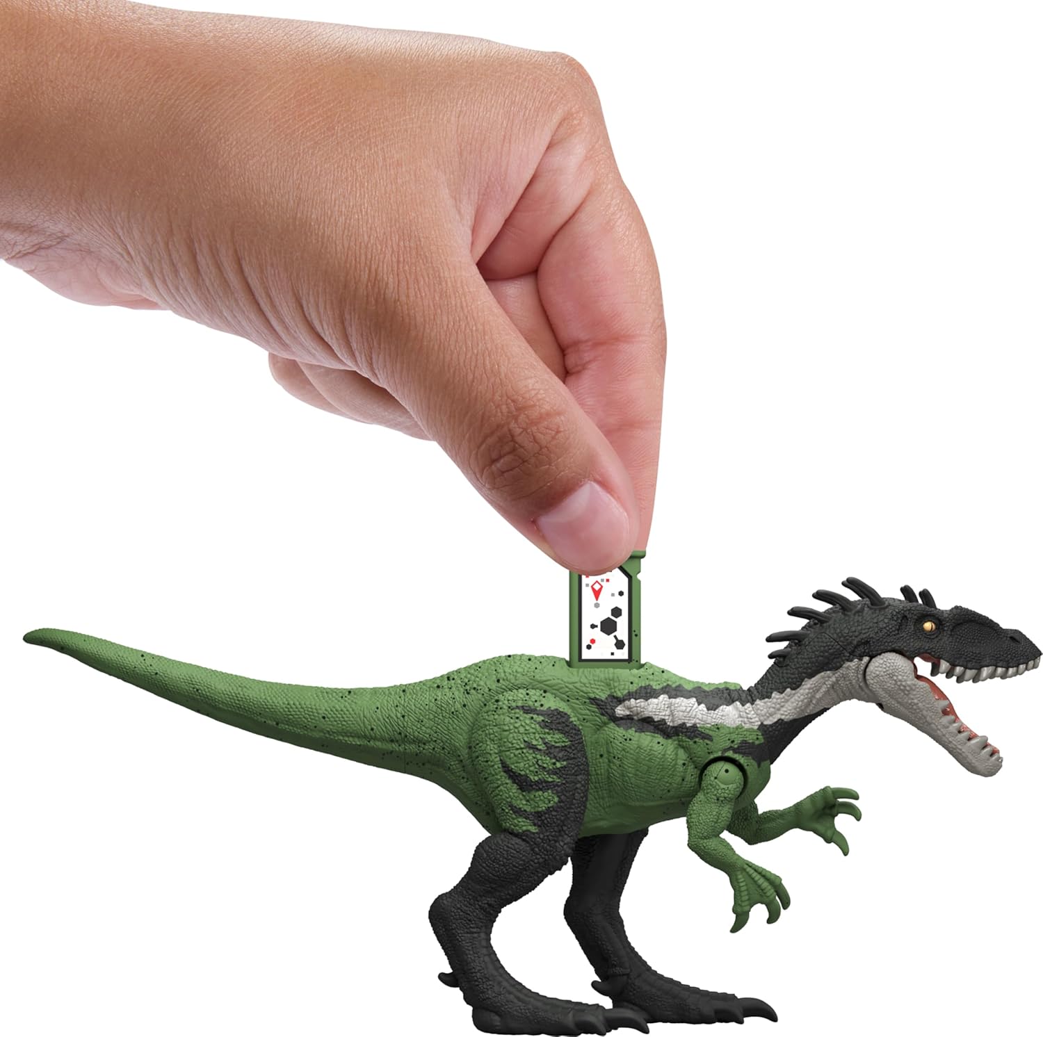 Mattel Jurassic World Strike Attack Guaibasaurus – Juguete de dinosaurio con acción de golpe único, articulaciones móviles, figura de acción de