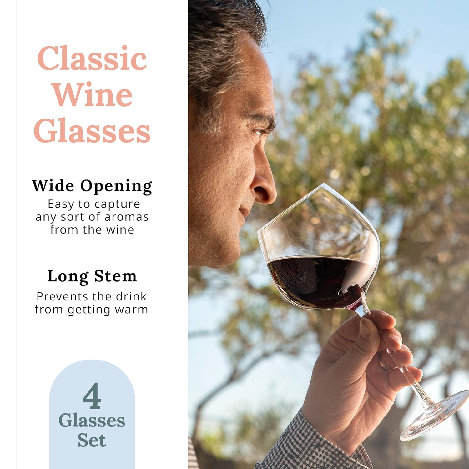 Juego de 4 copas de vino  Elegante juego de regalo de copa de vino de 22 onzas  Copas de vino de cristal modernas de tallo largo para vino blanco y