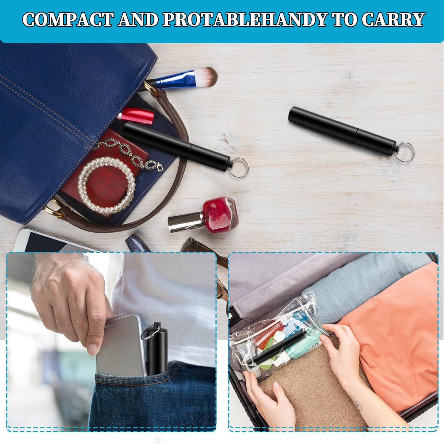 6 piezas portpalillos de dientes portátil hermético de aluminio tubo de metal para articulaciones, tubo de almacenamiento, impermeable, bolsillo con